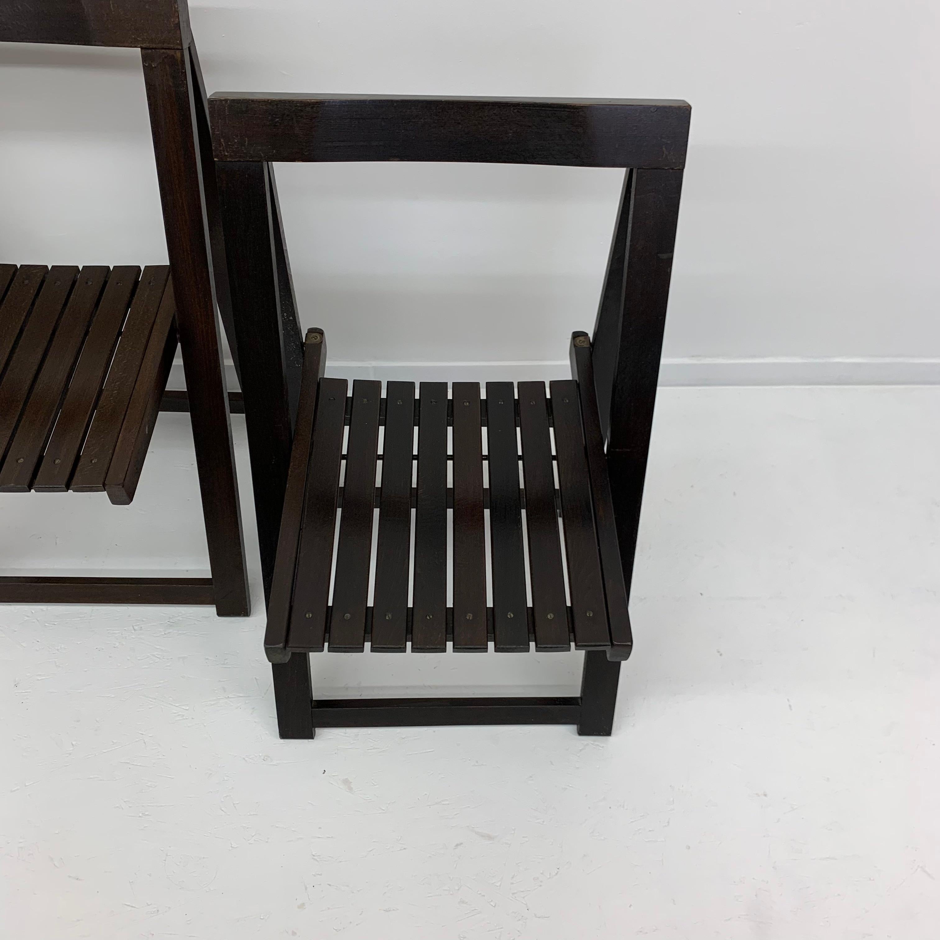 Set of 2 Aldo Jacober for Alberto Bazzani wooden folding chairs, 1960’s For Sale 8