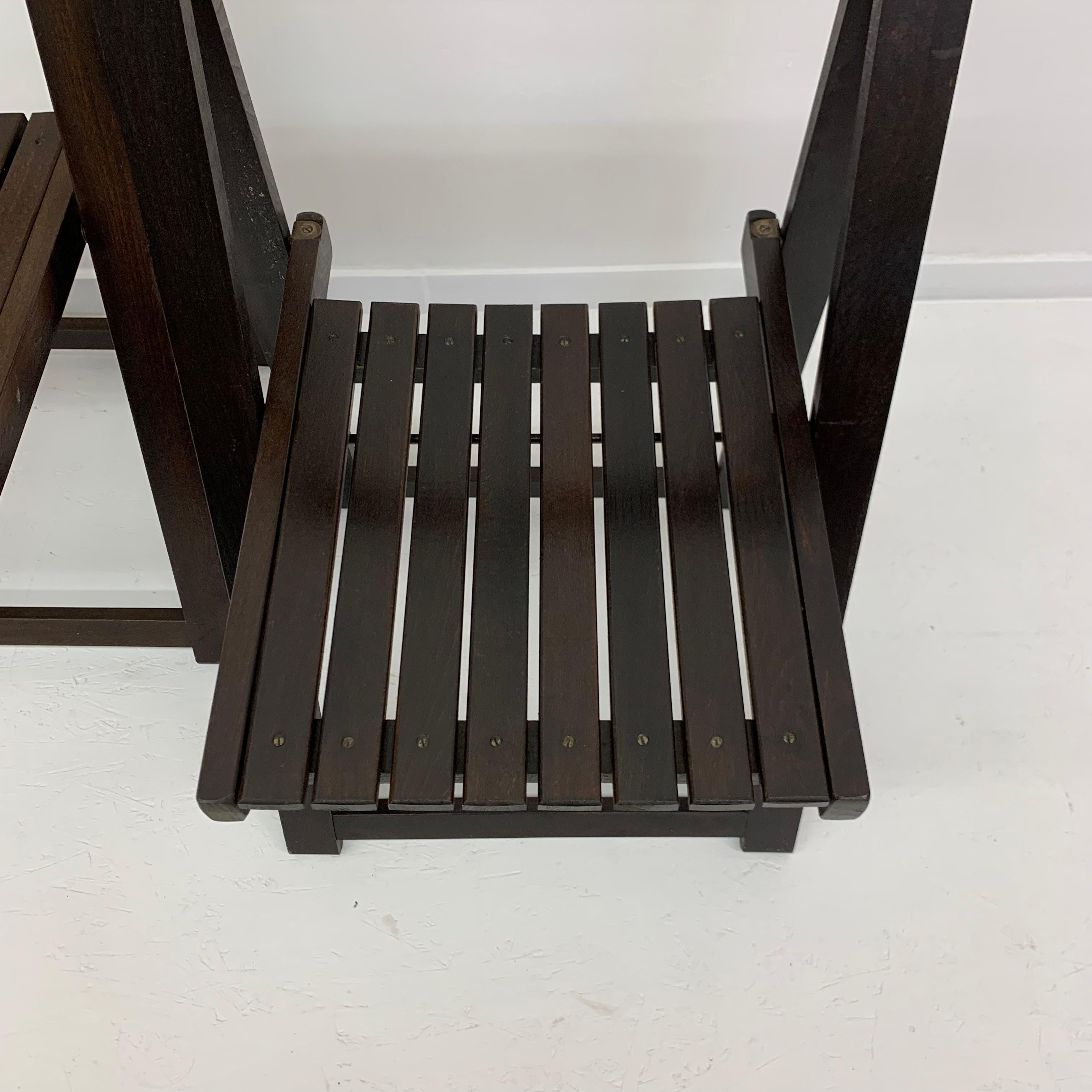 Set of 2 Aldo Jacober for Alberto Bazzani wooden folding chairs, 1960’s For Sale 13