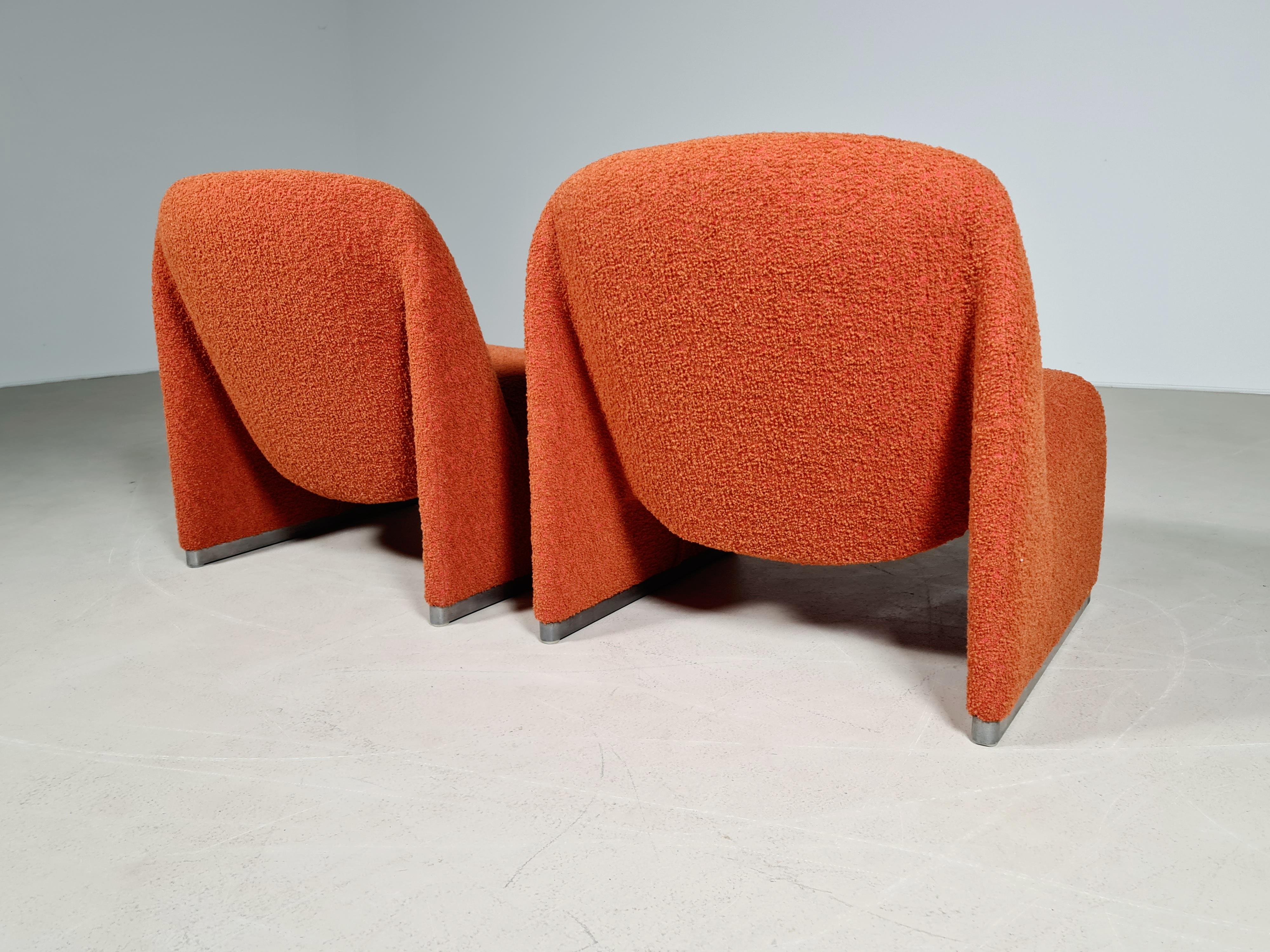 Bouclé Set of 2 Alky Chairs by Giancarlo Piretti for Castelli, 1970s