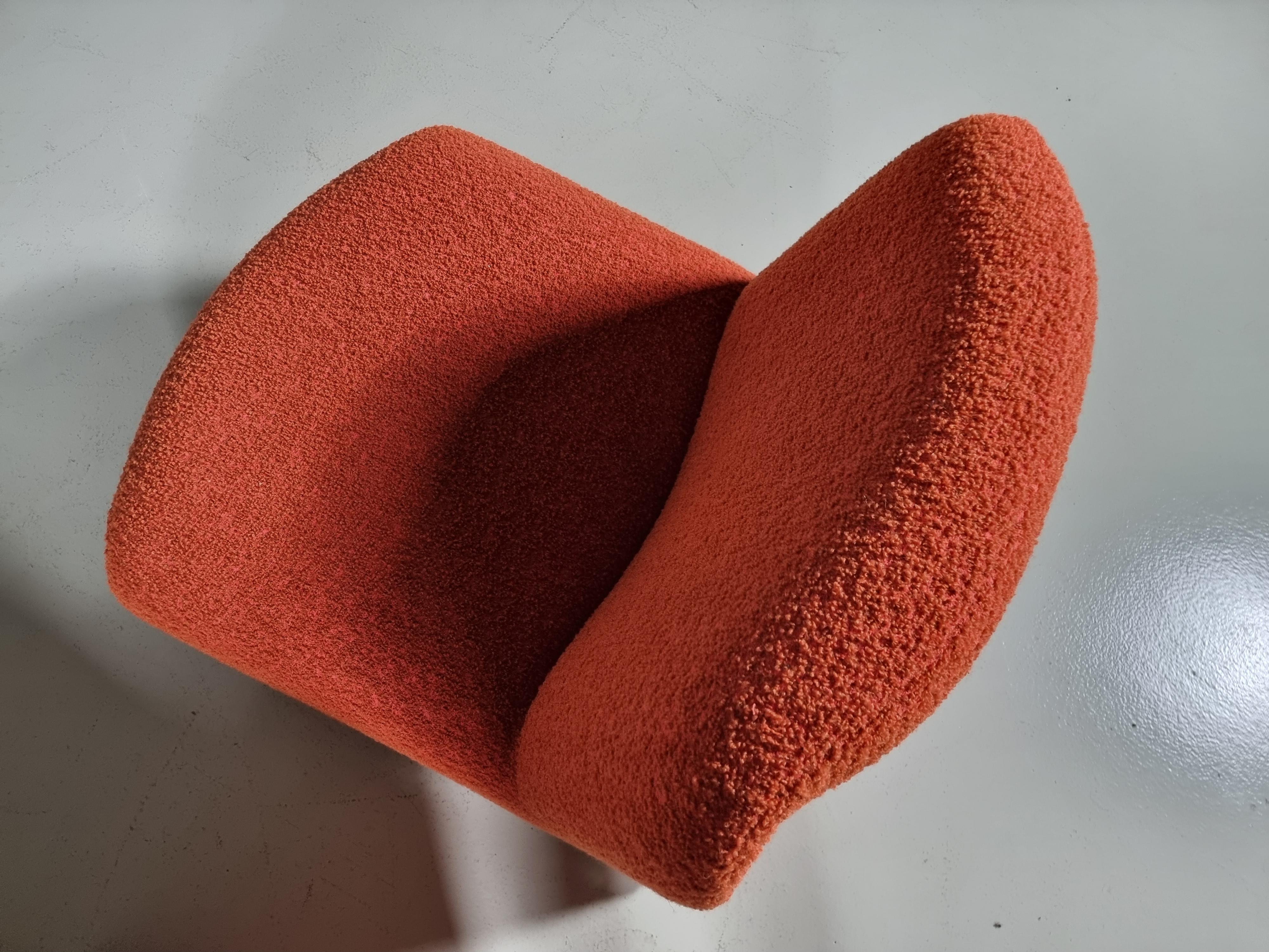 Set of 2 Alky Chairs in orange/red boucle, Giancarlo Piretti for Castelli, 1970 1