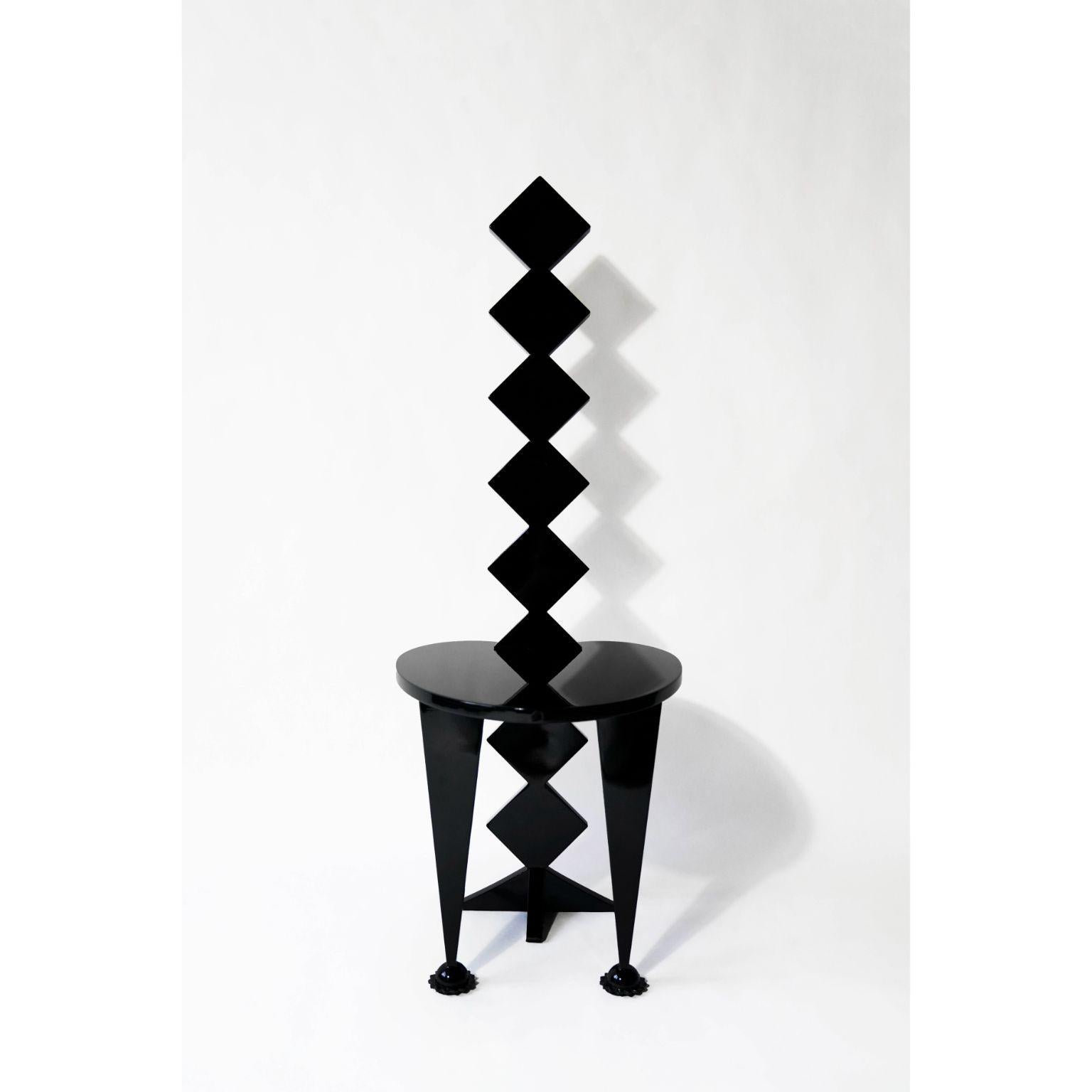 Post-Modern Set of 2 All Black Chair and Stool by the Shaw