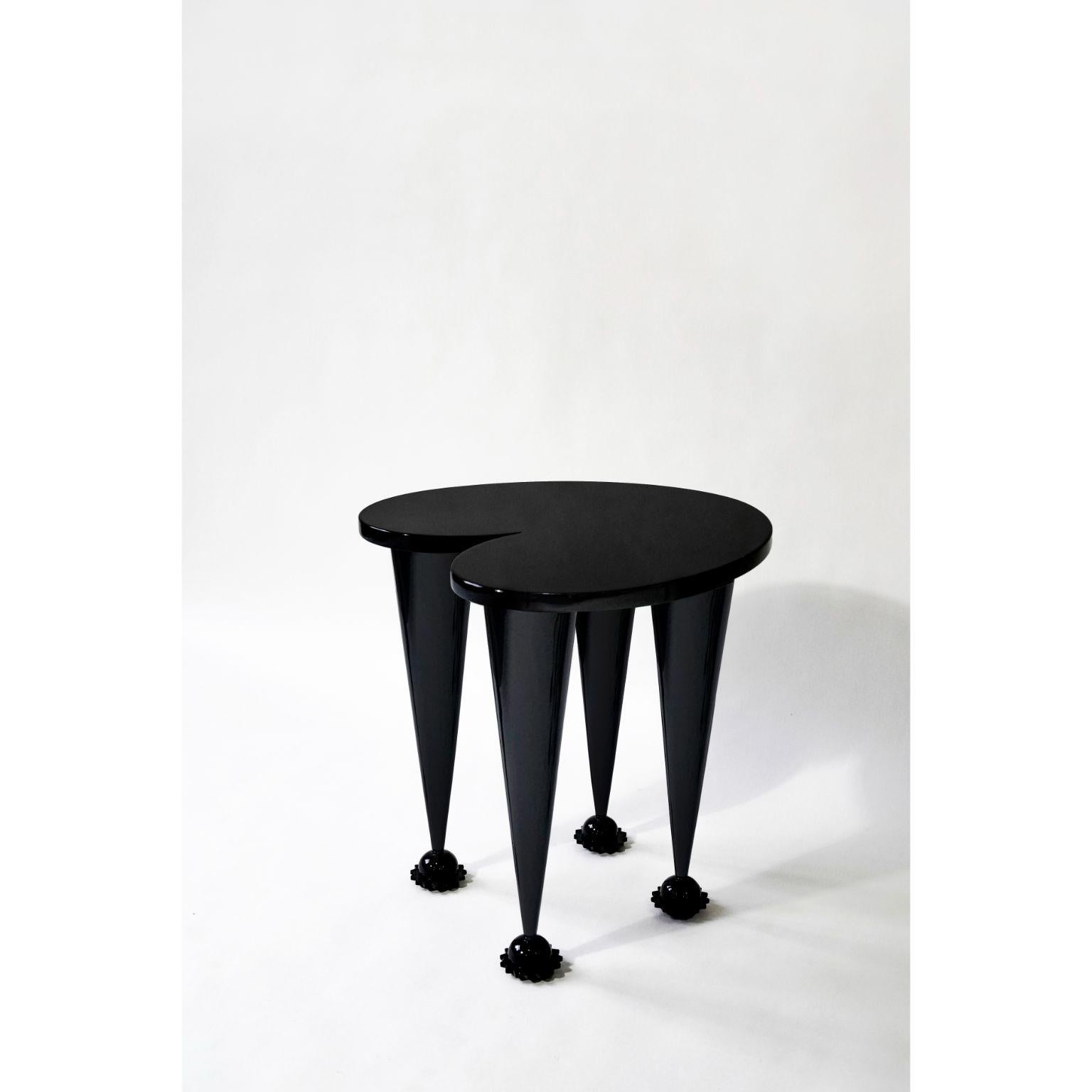 Chinese Set of 2 All Black Chair and Stool by the Shaw
