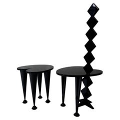 Set of 2 All Black Chair and Stool by the Shaw