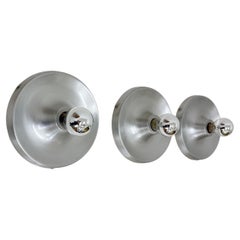 2er Set Wandleuchte Aluminiumscheibe, 1970er Jahre Diskus