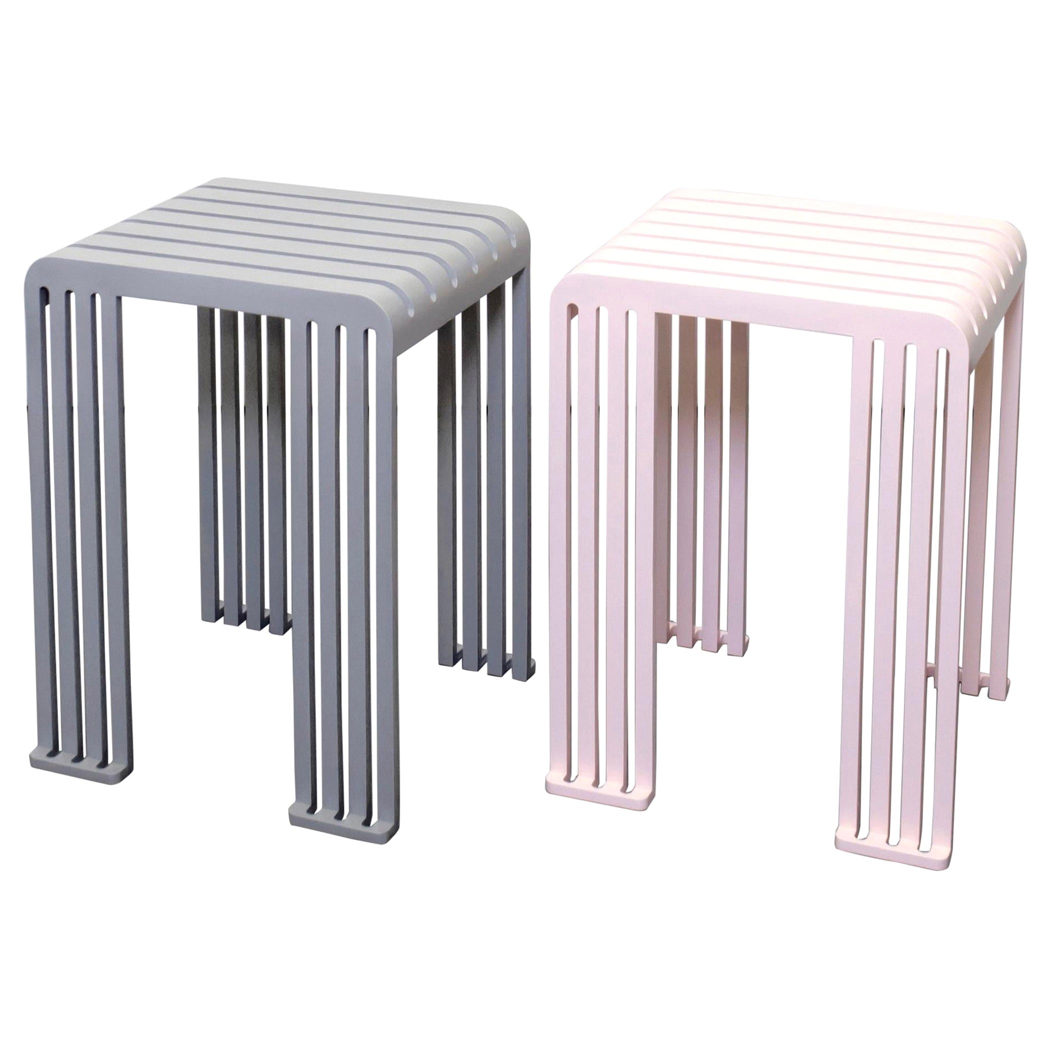 Set of 2 Aluminium Tootoo Stools by Helder Barbosa For Sale