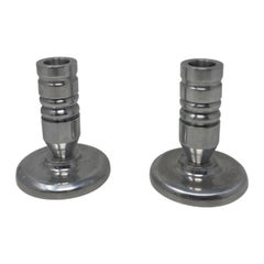 Juego de 2 Portavelas Postmodernos de Aluminio Estilo Perno