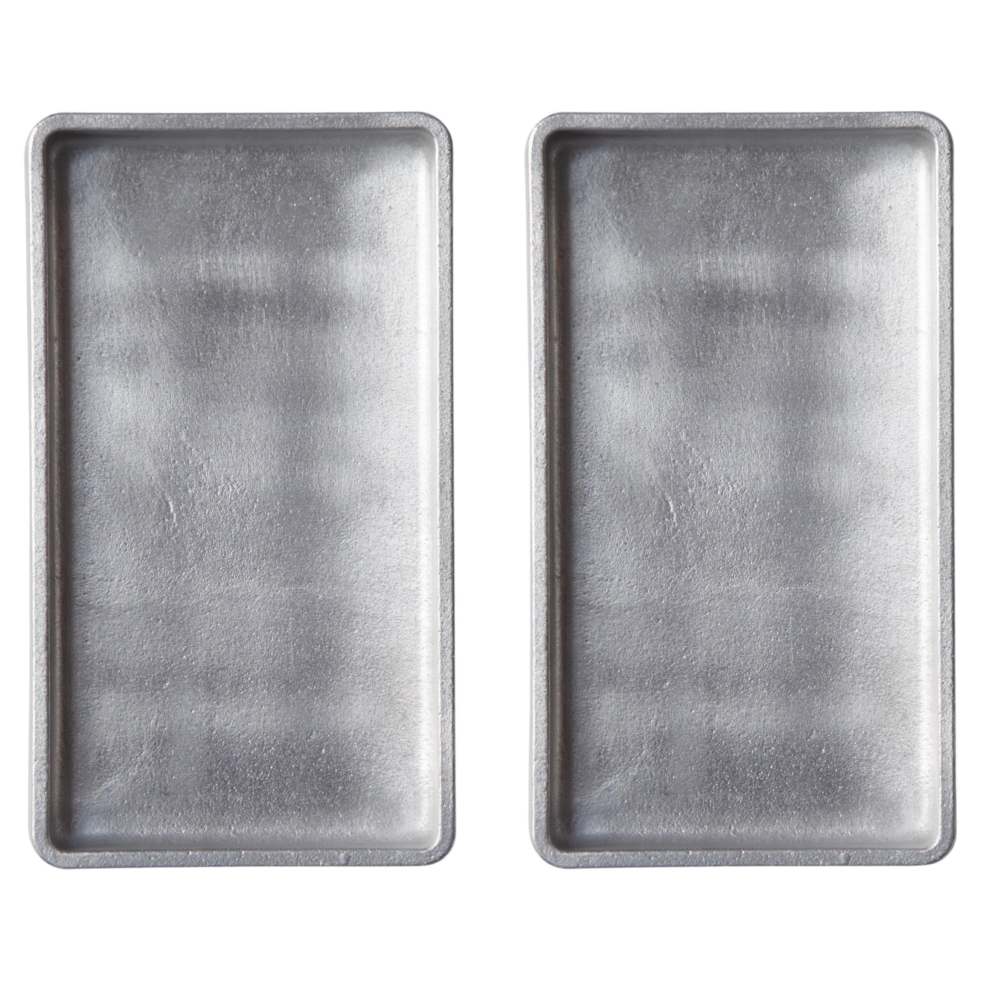 Set of 2 Aluminum Plato Table Trays by Stem Design For Sale