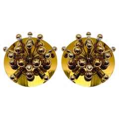 Set of 2 Amazing Golden Sputnik Wall or Flush Lamps by Cosack