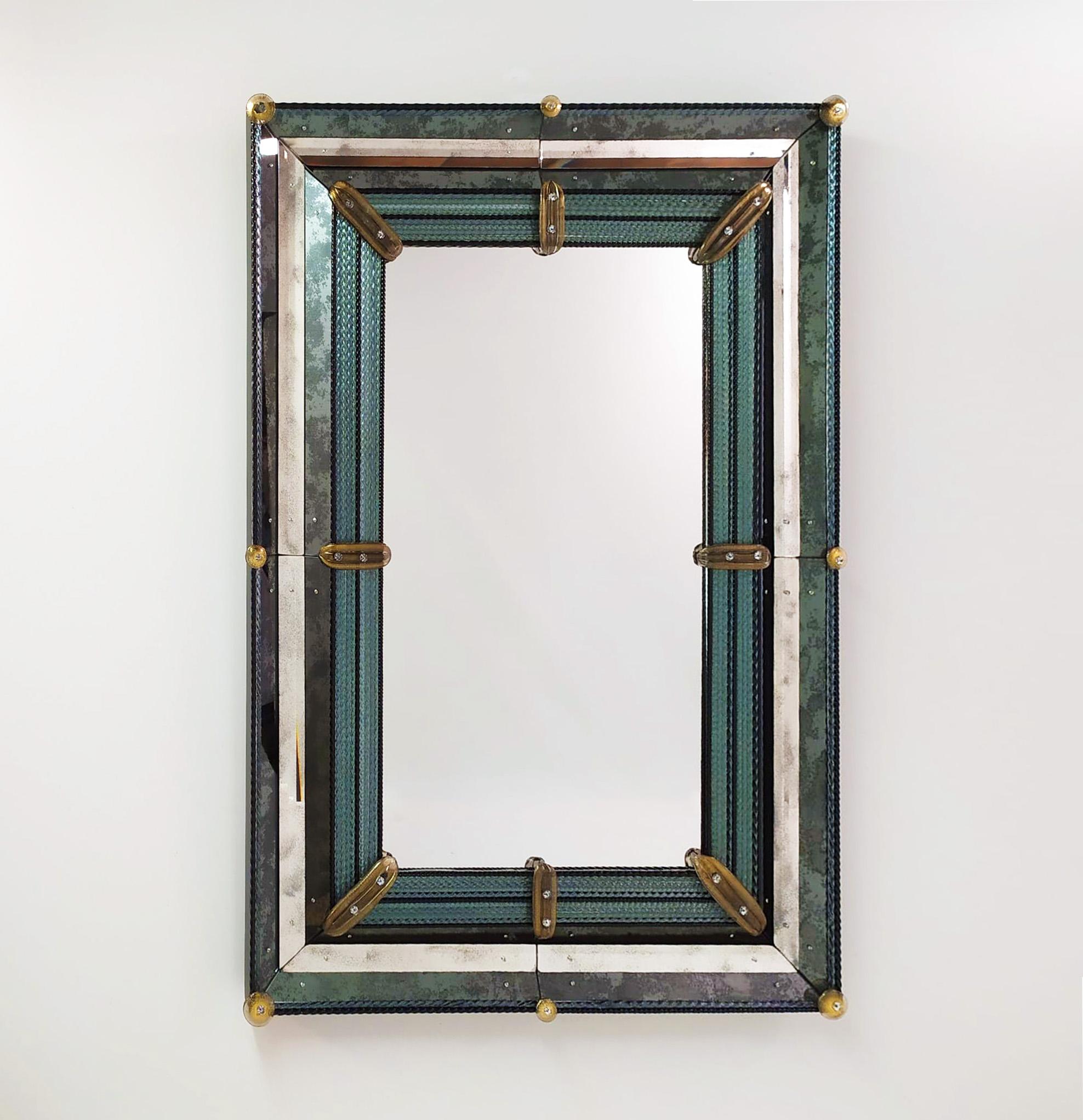 Set de 2 miroirs de luxe contemporains en verre de Murano 
