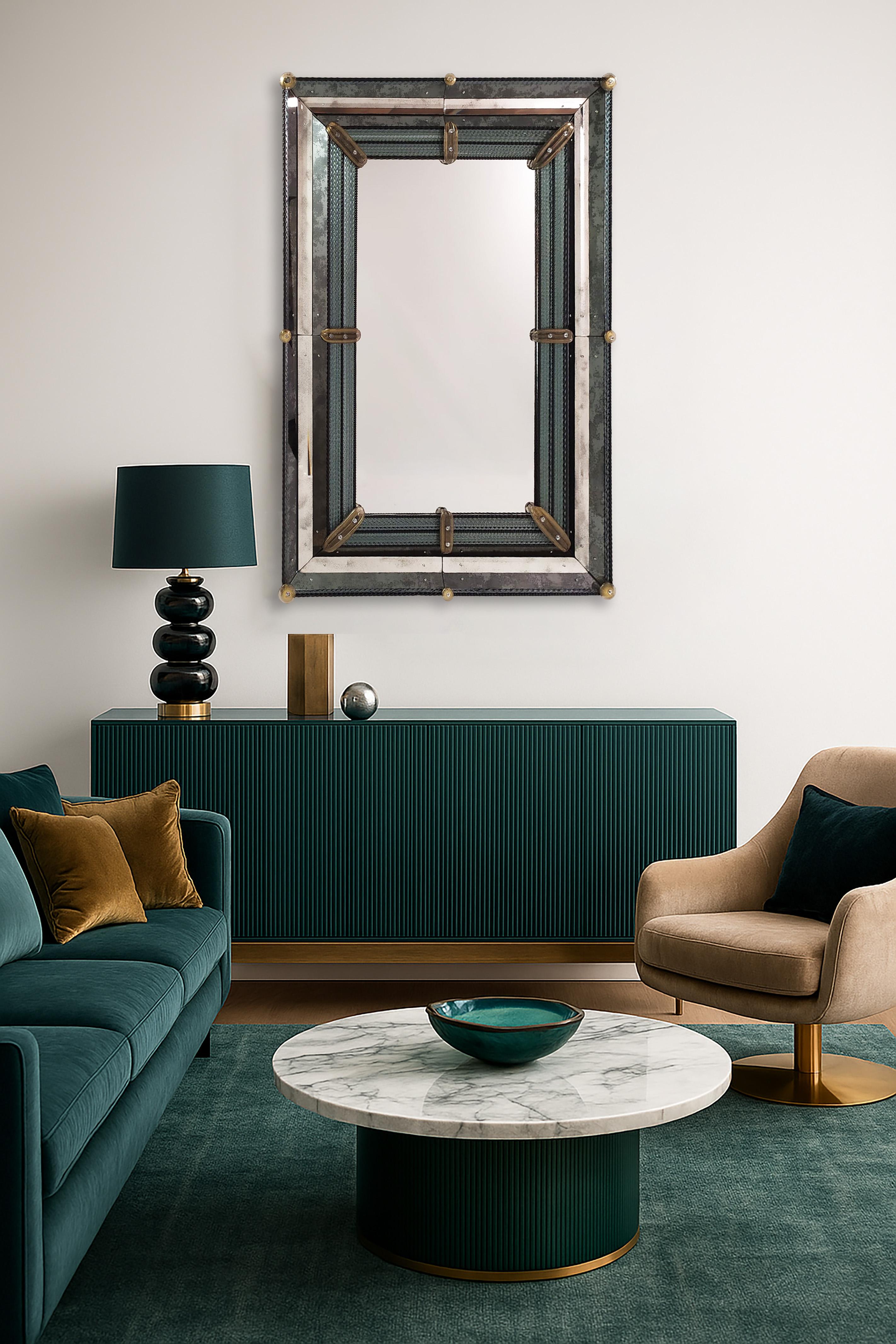 Set de 2 miroirs de luxe contemporains en verre de Murano 
