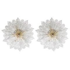 Set of 2 Amsterdam Palmetta, Italian Murano Glass Ceiling Light or Flush Mount