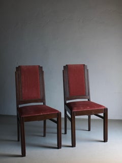Set of 2 Amsterdam School Oak Chairs, Netherlands, 1920s