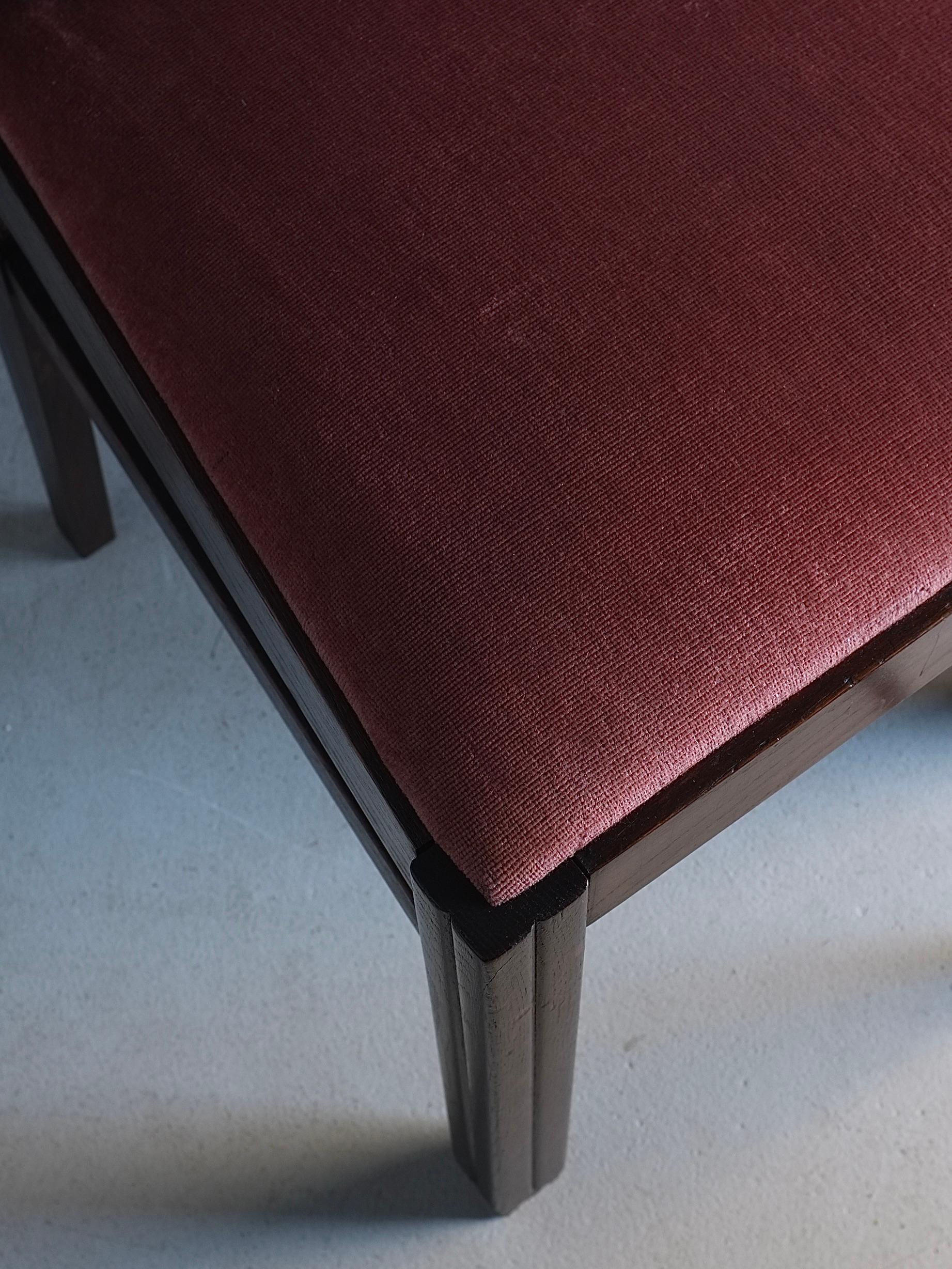 Fabric Set of 2 Amsterdam School Oak Chairs, Netherlands, 1920s For Sale