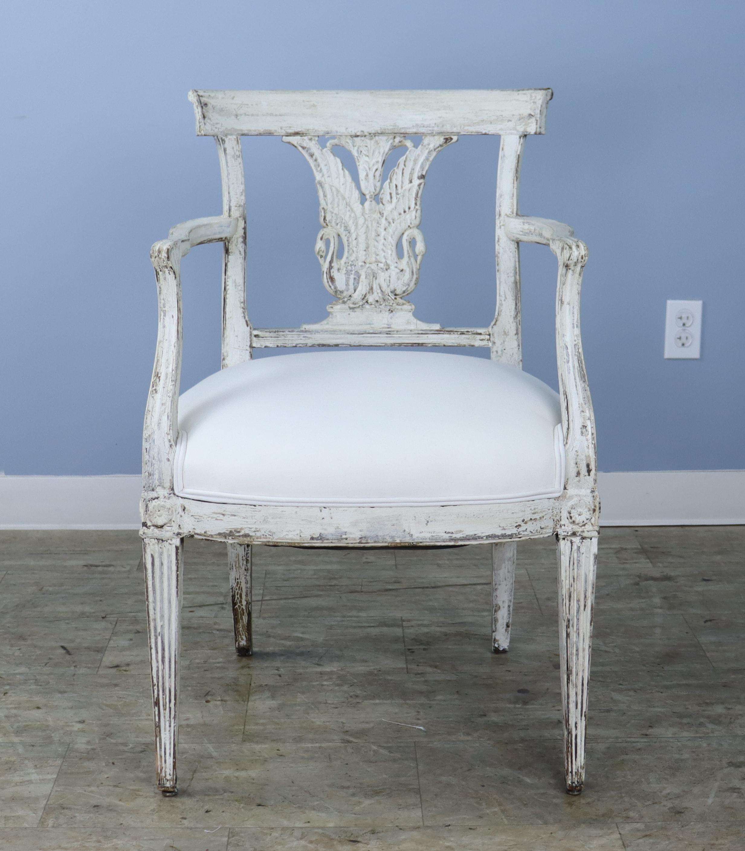 Painted Set of 2 and 6 French Empire Dining Chairs For Sale