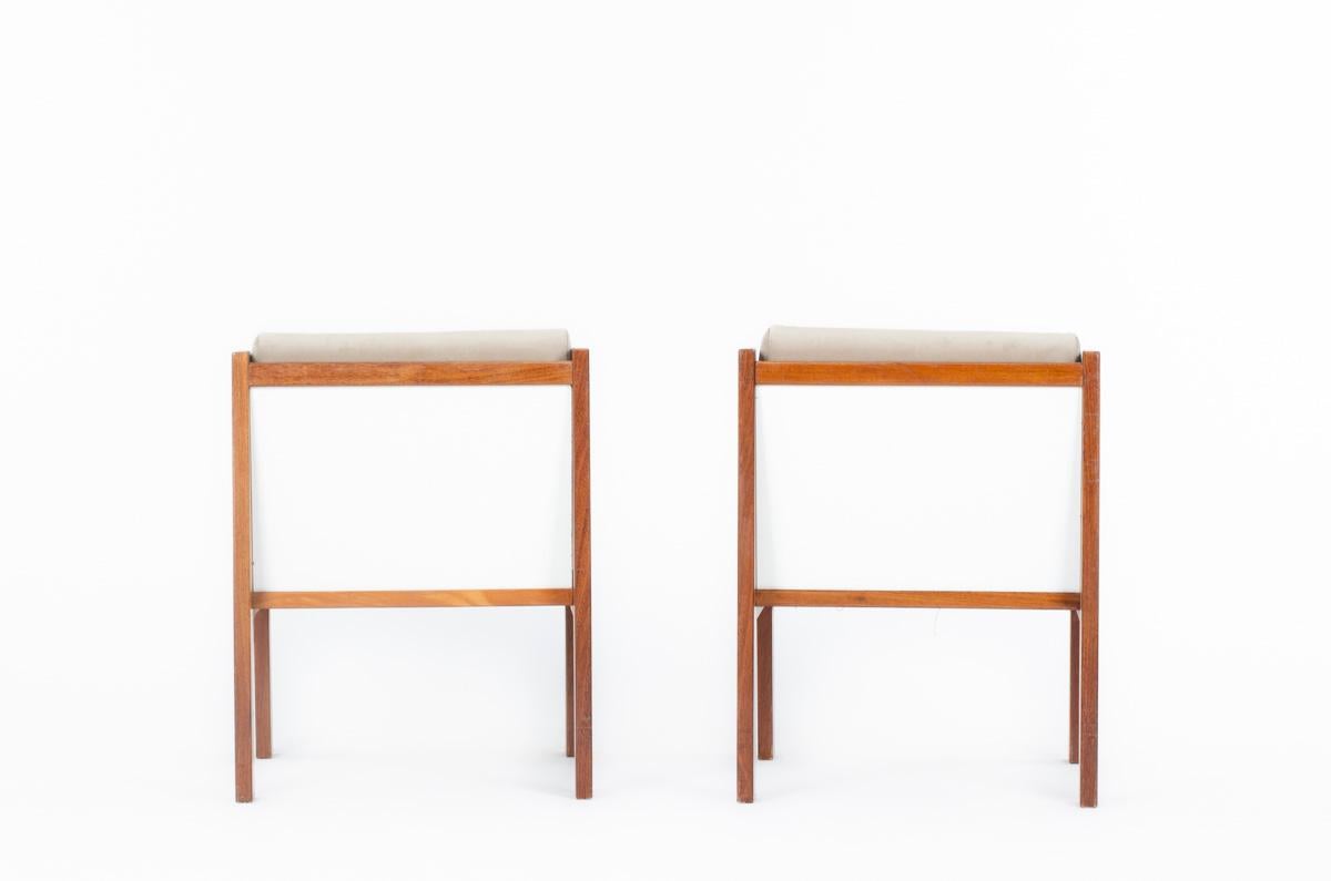 Ensemble de 2 fauteuils Andre Sornay en acajou et velours 1960 Bon état - En vente à JASSANS-RIOTTIER, FR