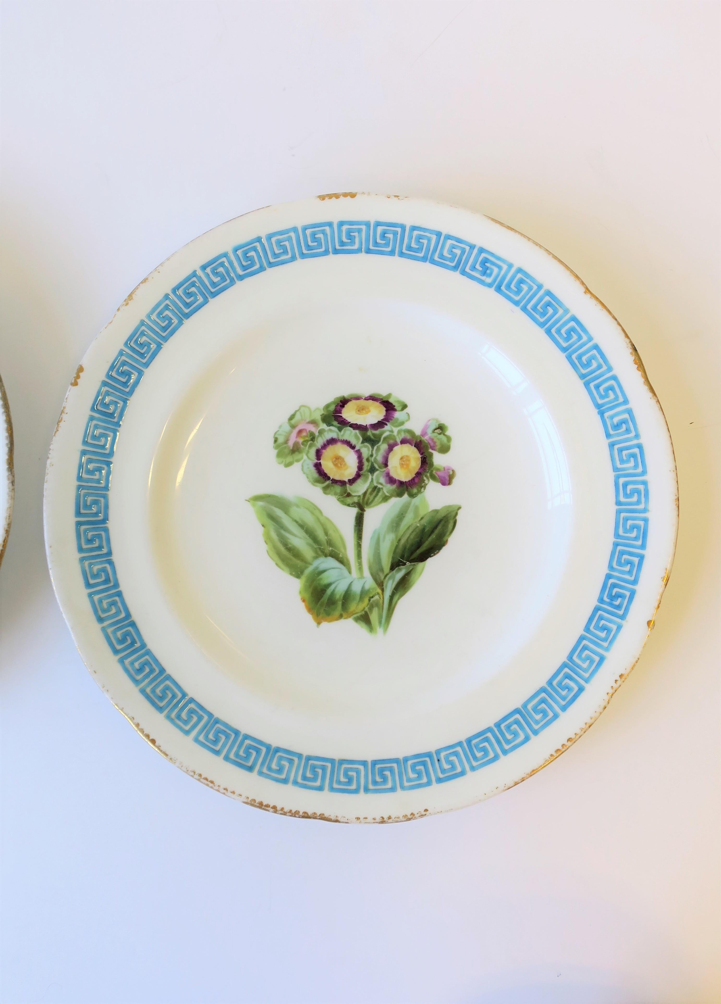 19th Century English Minton Plates with Greek Key Design, Pair For Sale