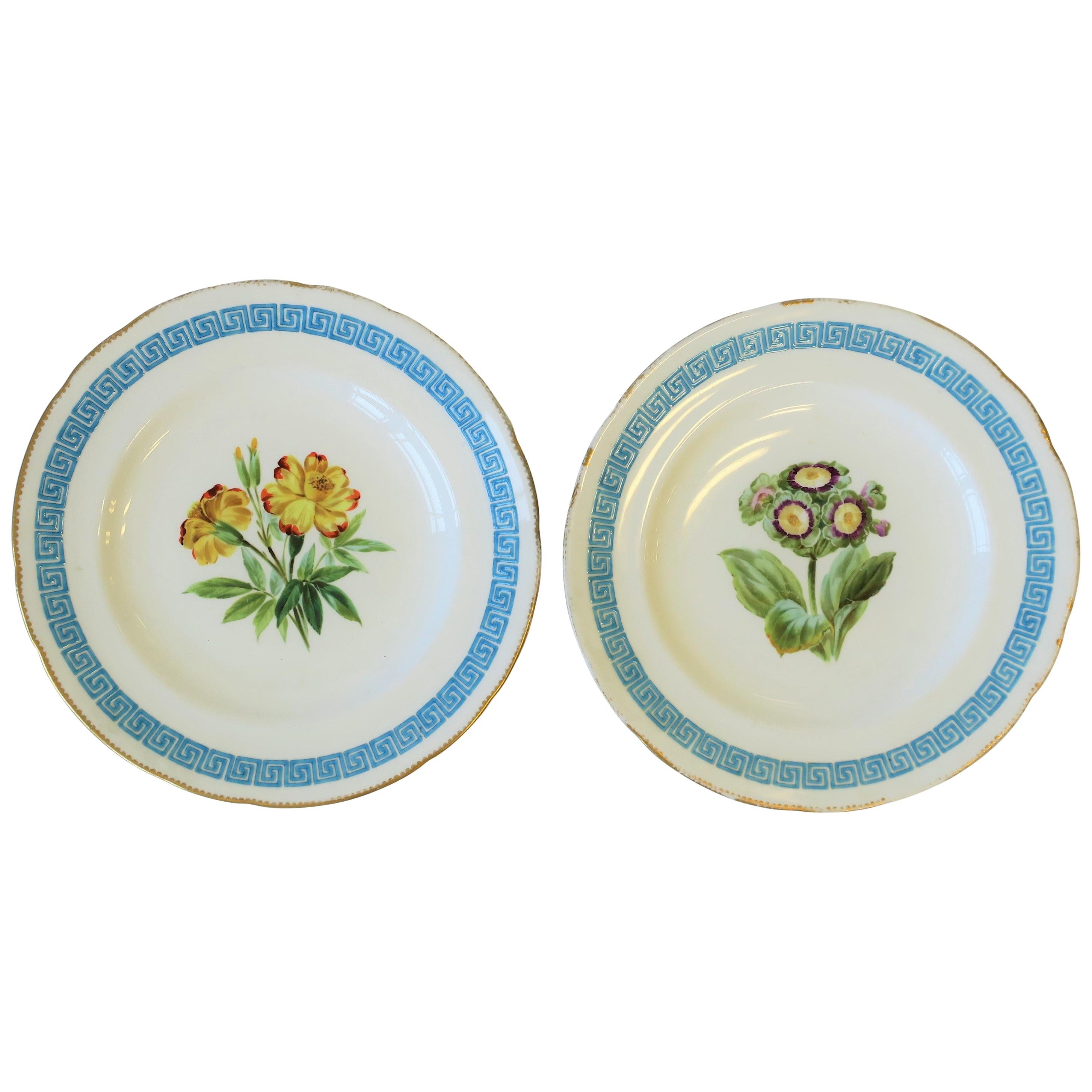 English Minton Plates with Greek Key Design, Pair For Sale