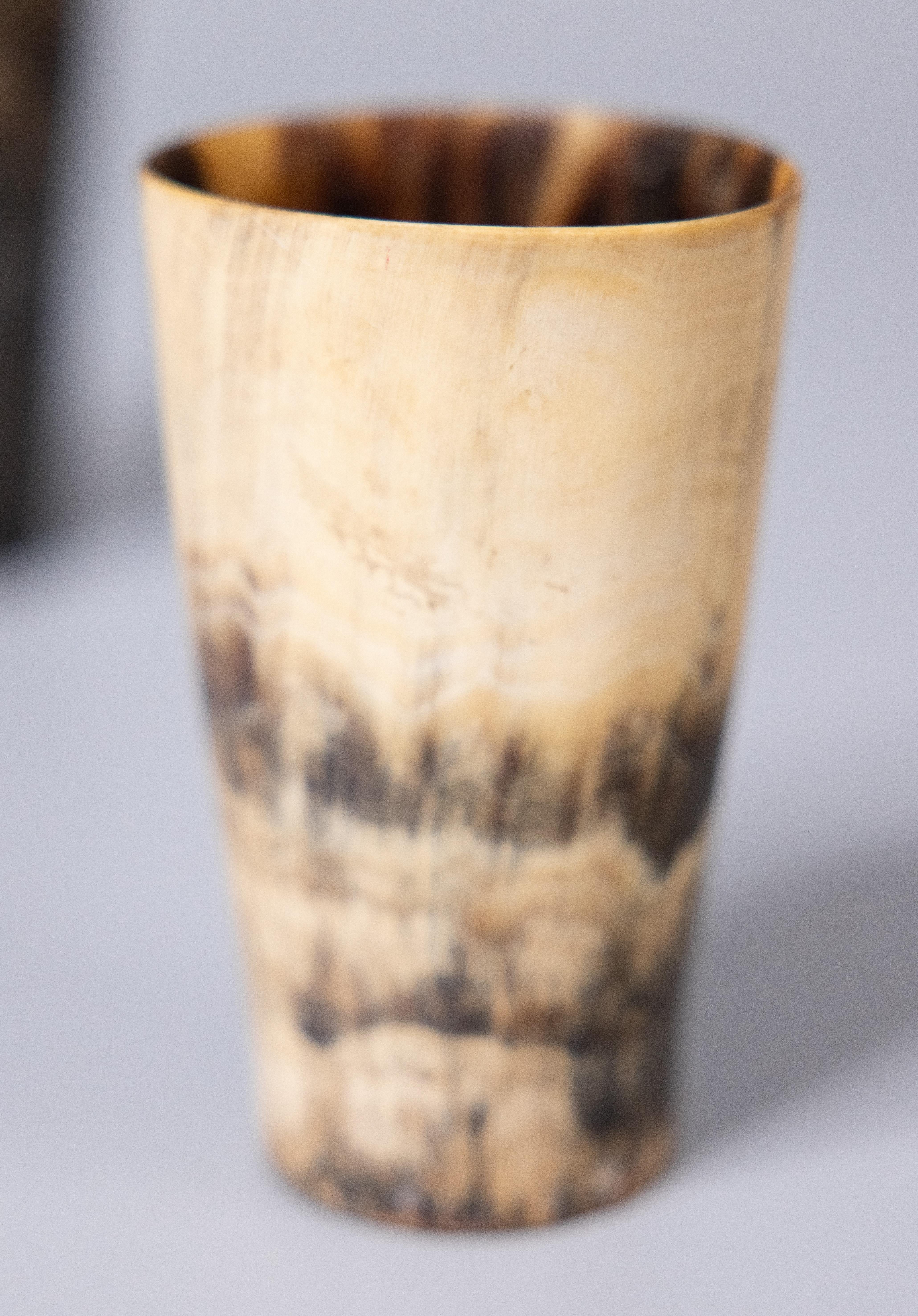 Bone Set of 2 Antique 19th Century English Horn Stirrup Cups