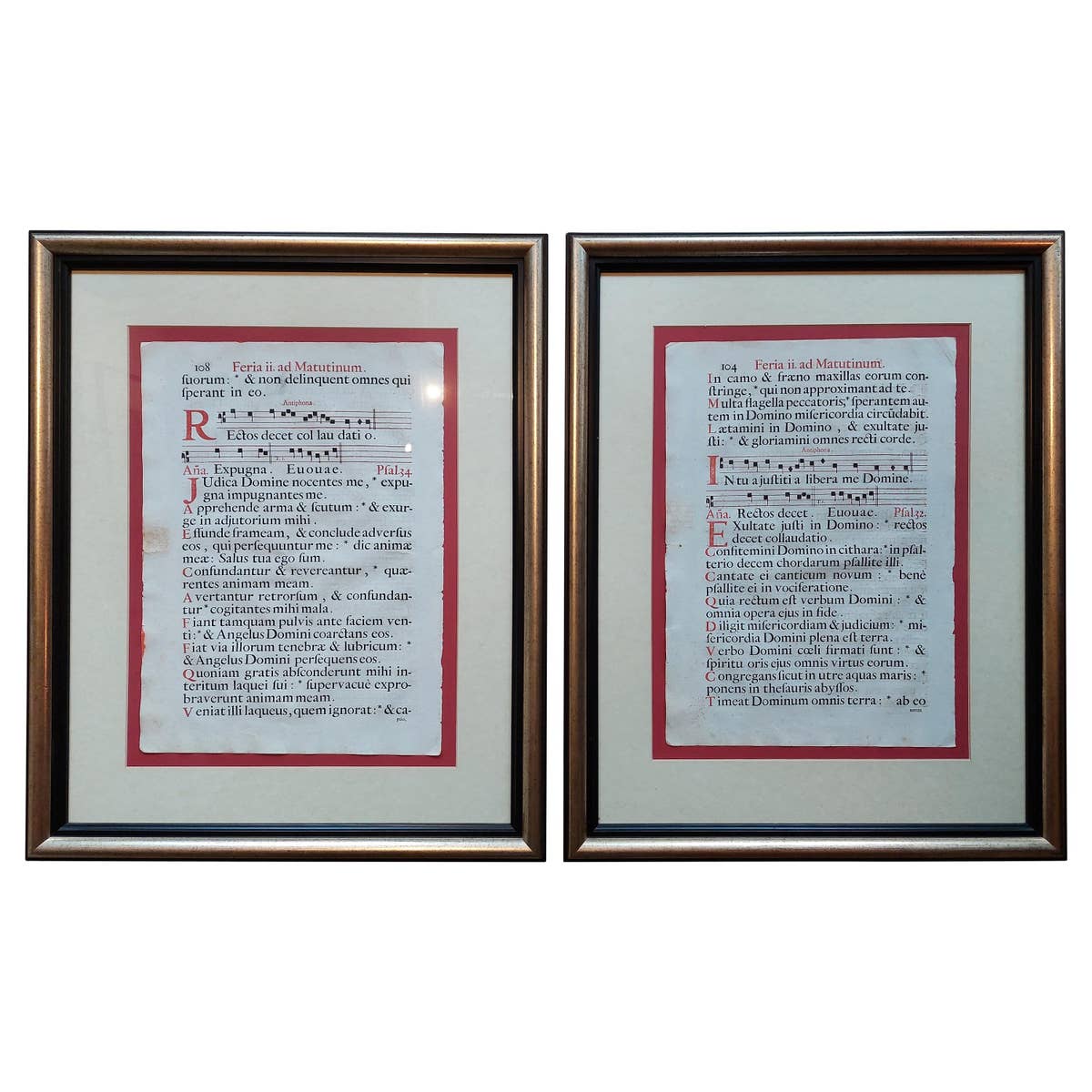 Set of 2 Antique Antiphonal Music Sheets 'Spanish', Published circa 1700