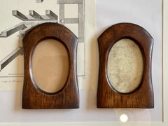 Set of 2 Antique Art Nouveau Picture Frames, Stained Oak, around 1910, Vienna