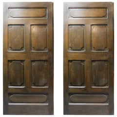 Ensemble de 2 portes anciennes en noyer Brown, panneaux sculptés, 18e siècle, Italie