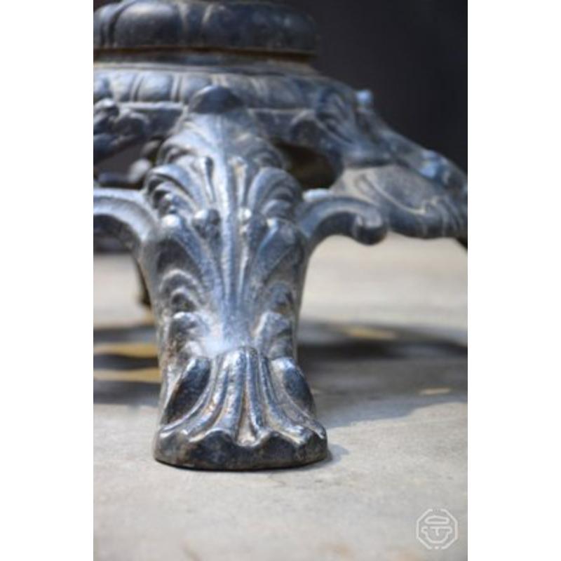 Pair of old cast iron legs of bistro tables, early 20th century

Additional Information:
Materials: Cast Iron
Color: Grey
Design Period: 1890 to 1919
Production Period: 1890 to 1919
Country of Manufacture: France
Style: Antique
Restoration and
