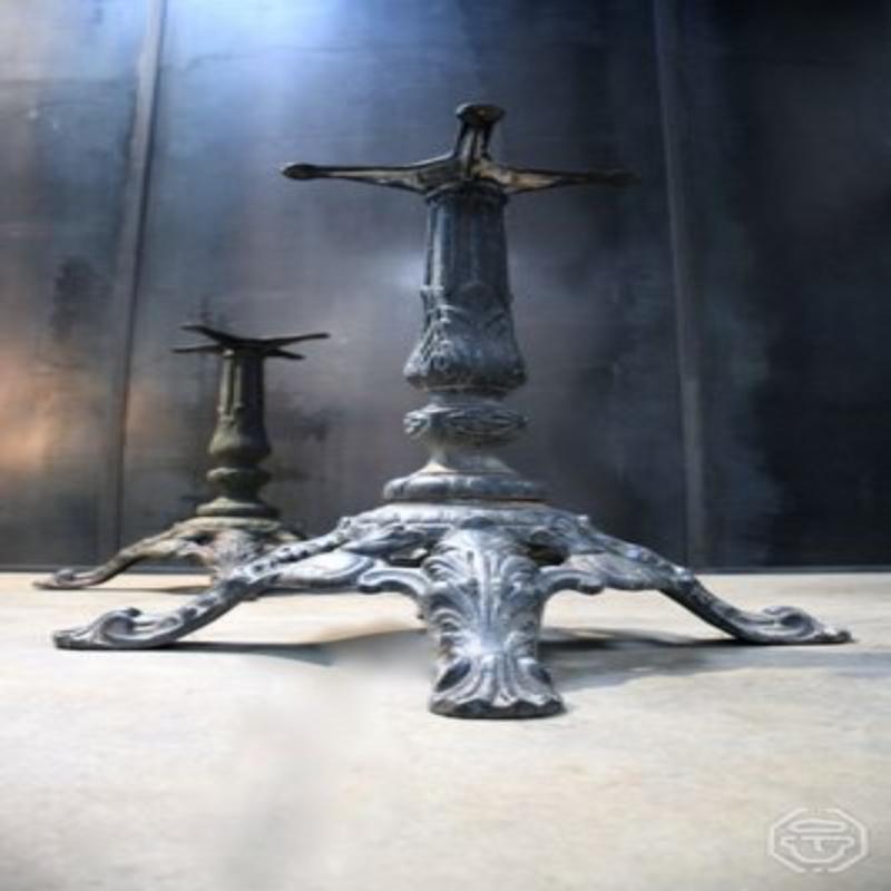20th Century Set of 2, Antique Cast Iron Table Bases For Sale