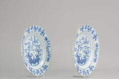 Set of 2 Antique Chinese Qianlong Plate Peony Prunus Porcelain Qing Dynasty