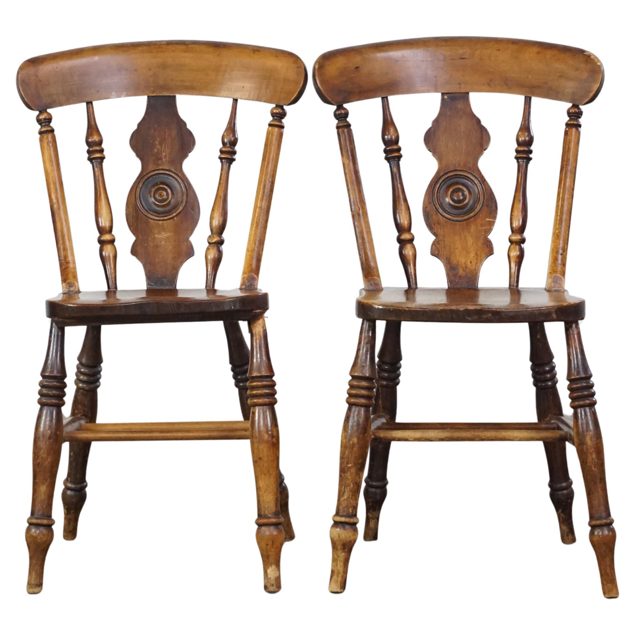 Set of 2 antique dining room chairs from the mid 19th century