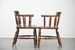 Set of 2 antique English captain's chairs/desk chairs from the 19th century