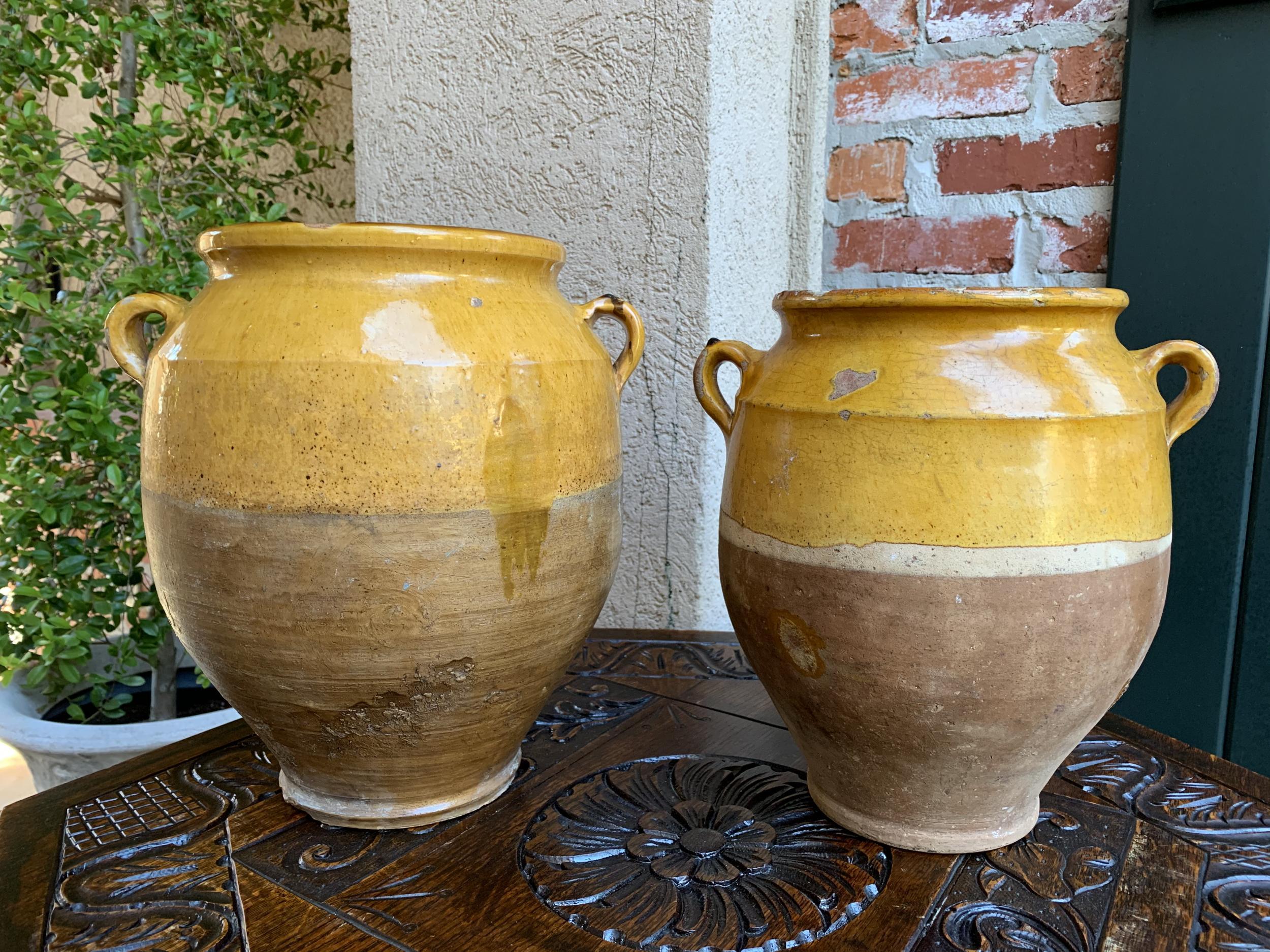 Set of 2 antique french confit pot yellow glazed pottery Provence, 19th century

~Direct from France~
~This is for two antique French confit pots, with one being a quite hard-to-find petite size!~
~And for those of you unfamiliar with confit pots,