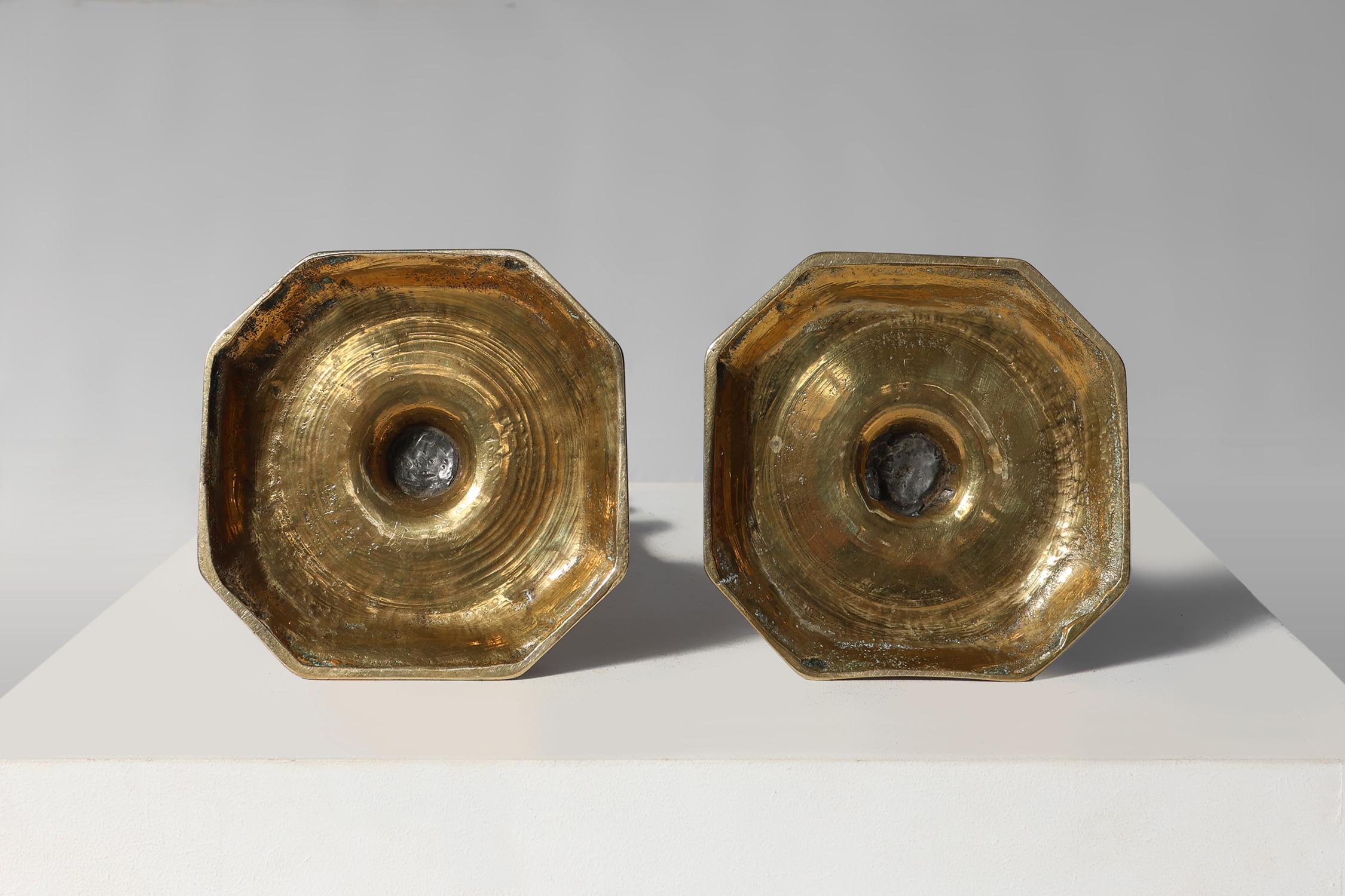 Set of 2 Antique French copper candle sticks, ca. 1800 For Sale 3