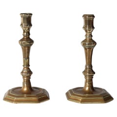 Set of 2 Antique French copper candle sticks, ca. 1800