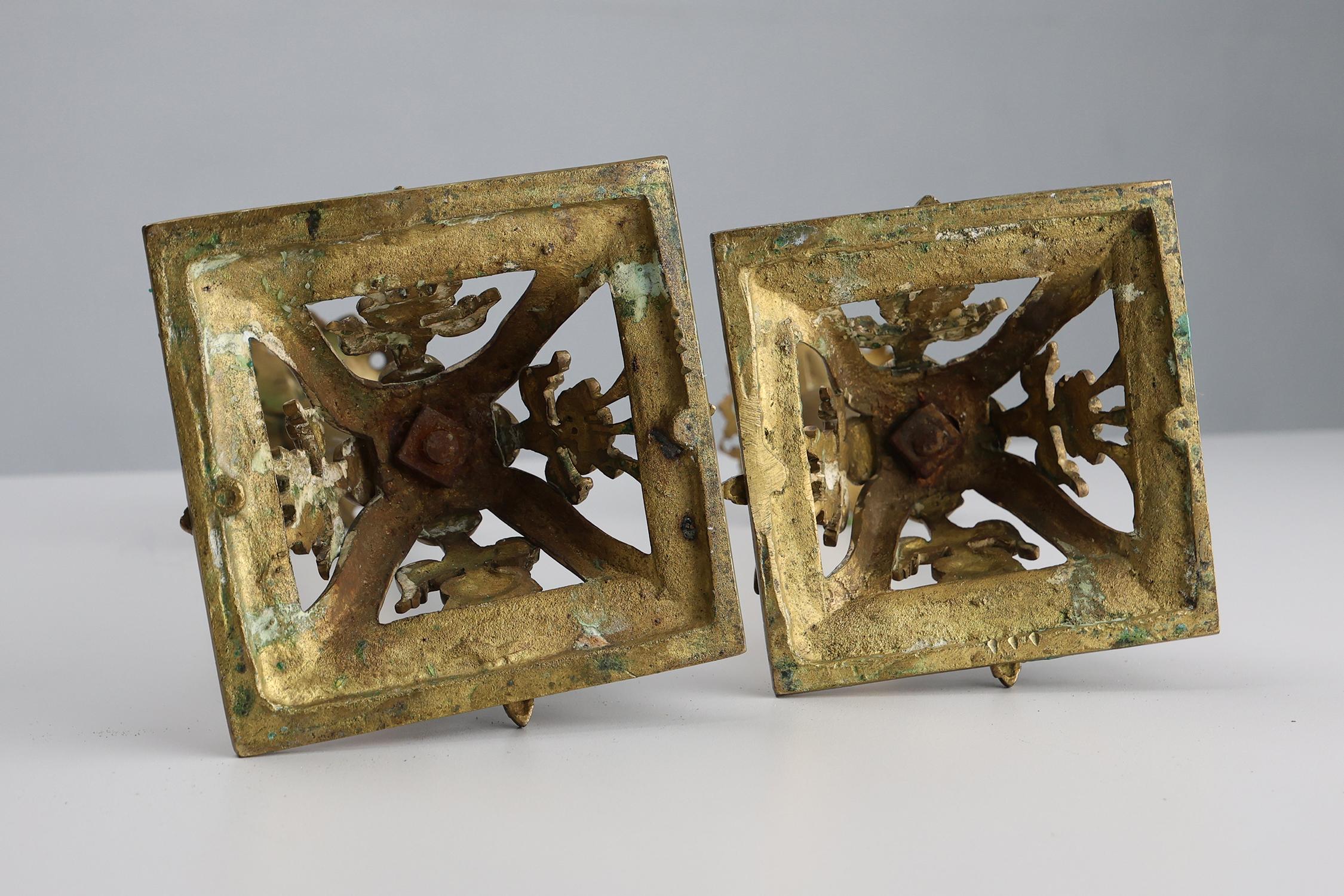 Set of 2 Antique French copper candlesticks in Baroque style, 1900s For Sale 4