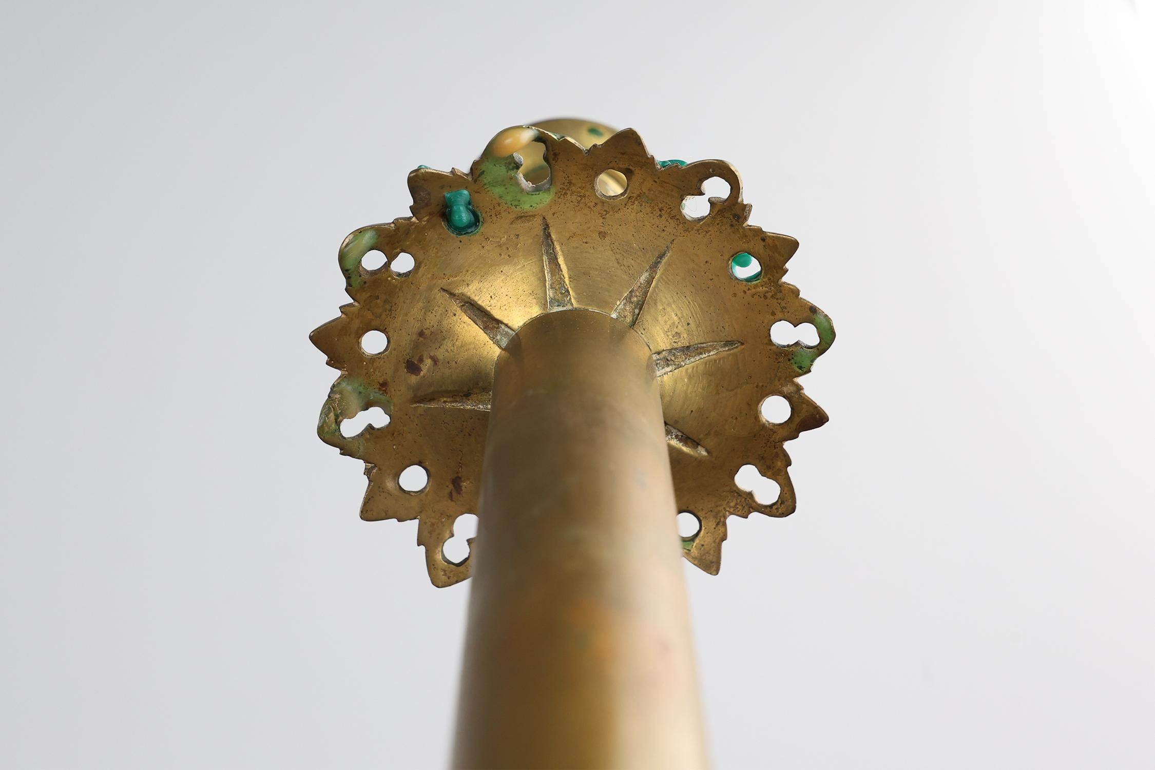 19th Century Set of 2 Antique French copper candlesticks in Baroque style, 1900s For Sale