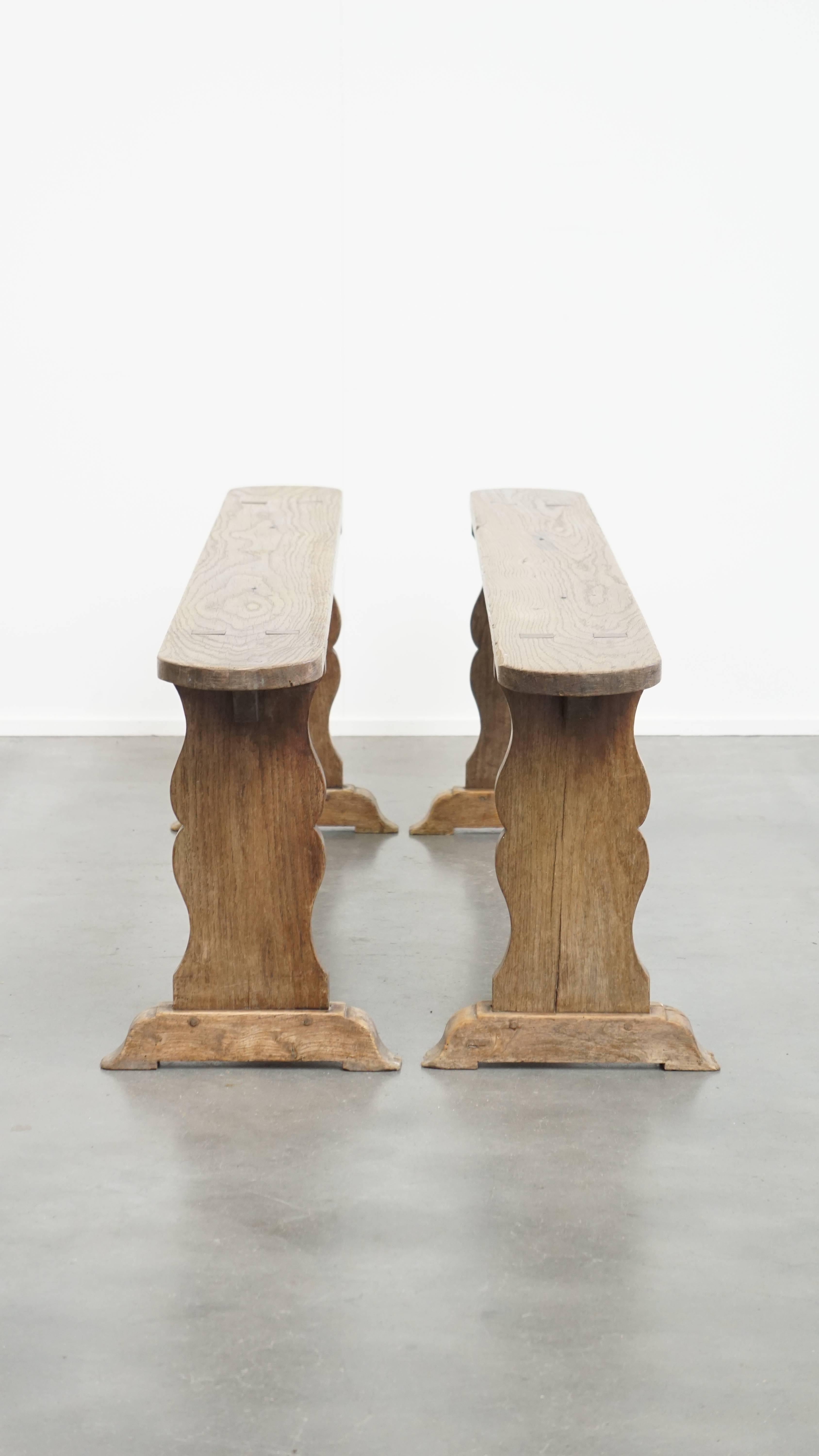 Classical Roman Set of 2 Antique French Hall Benches / Dining Benches For Sale