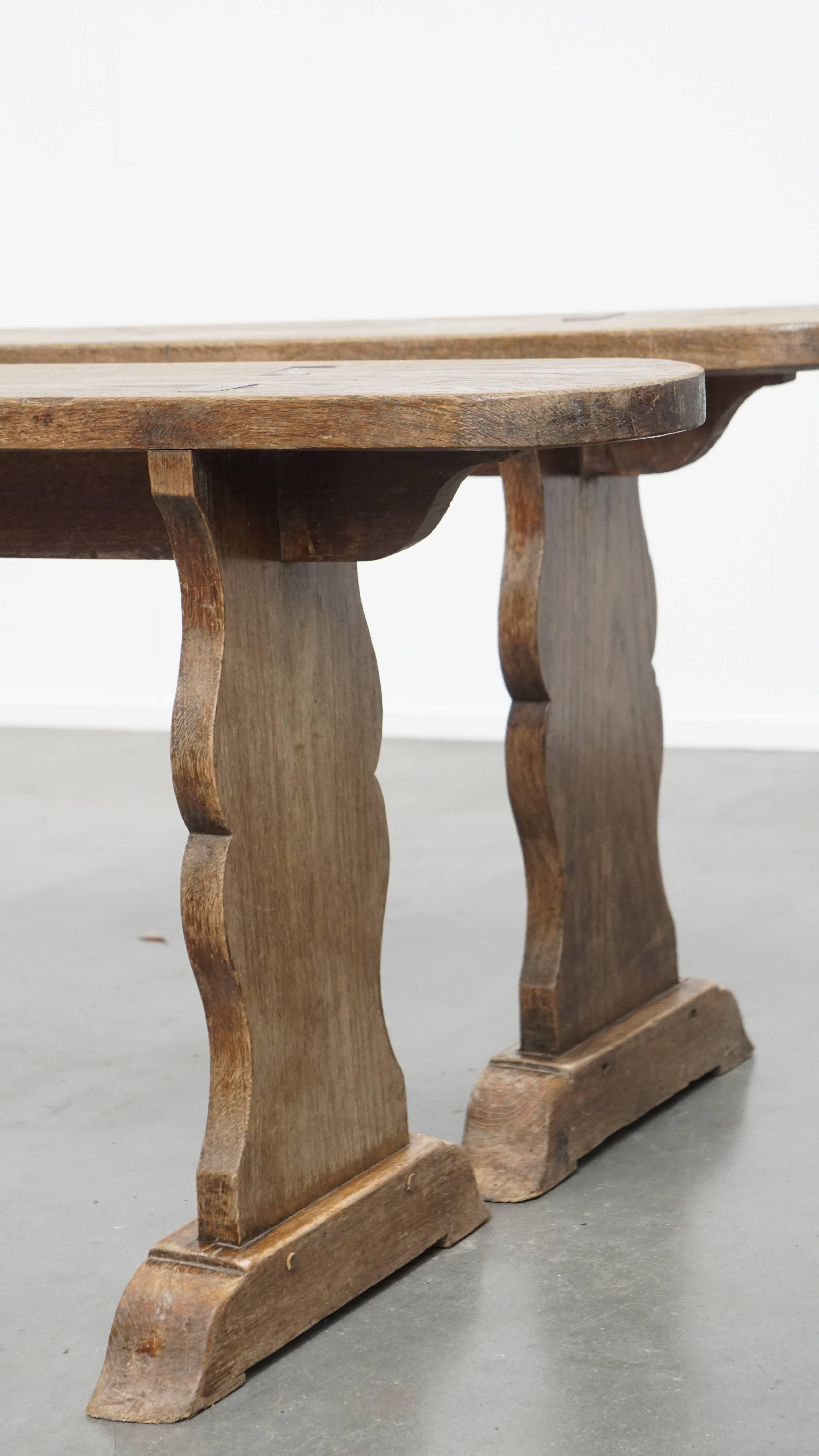 Set of 2 Antique French Hall Benches / Dining Benches For Sale 1