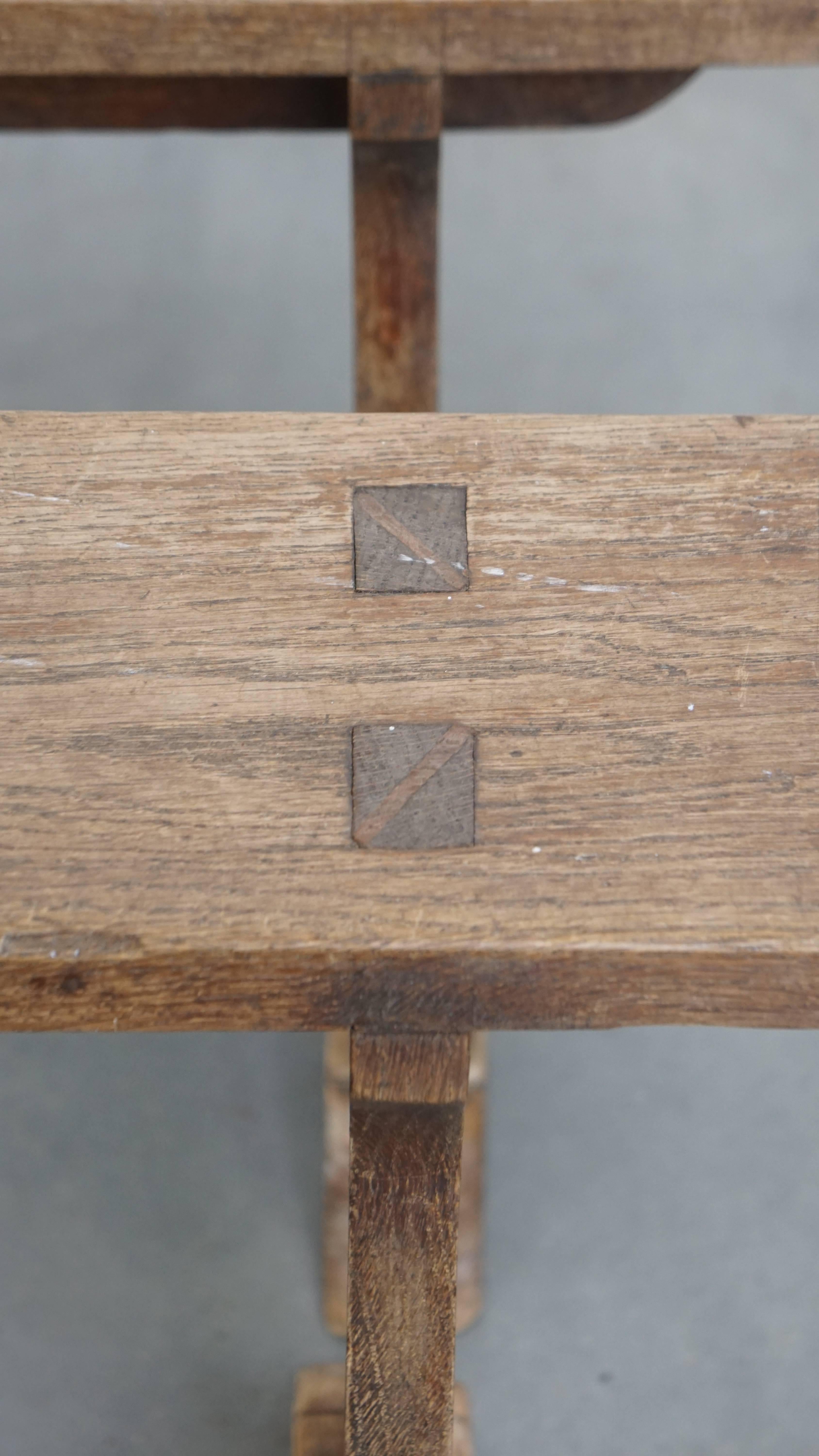 Set of 2 Antique French Hall Benches / Dining Benches For Sale 2