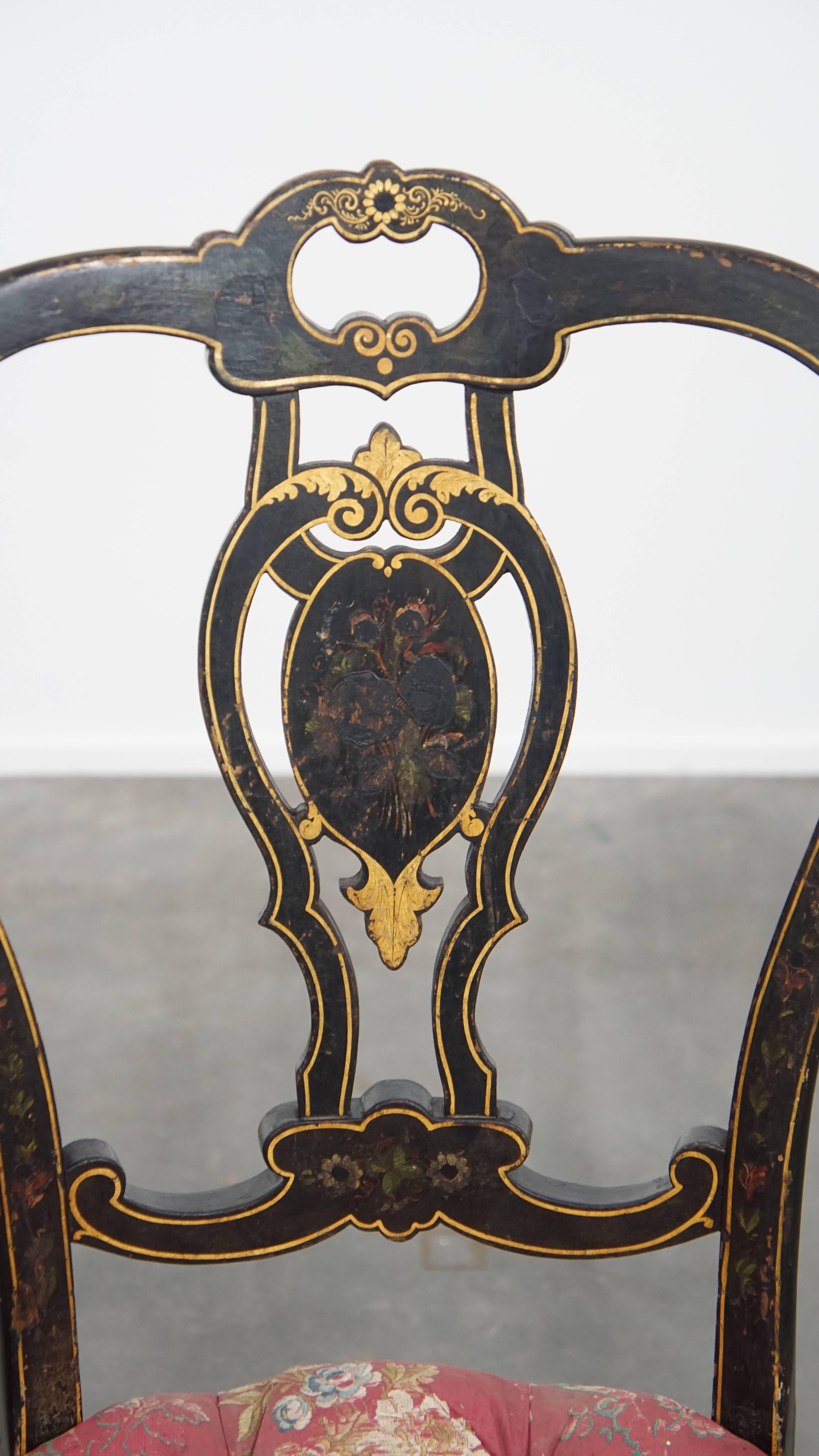 Set of 2 antique French Napoleon III chairs inlaid with mother-of-pearl For Sale 1