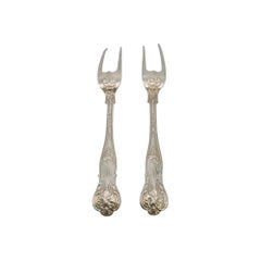 Set of 2 Antique George Adams Chawner & Co Sterling Silver Meat Forks Mono 19934