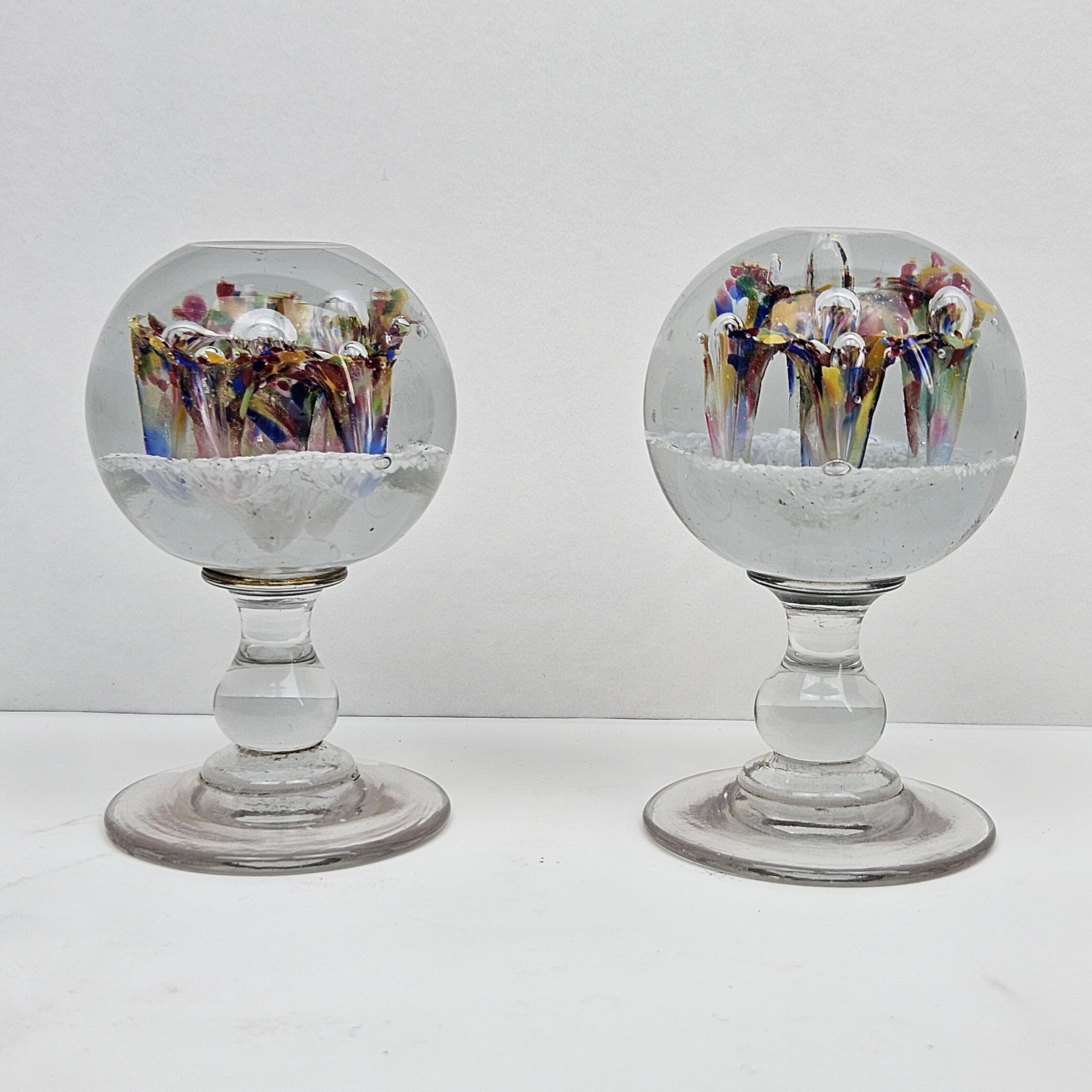 Louis XVI Set of 2 Antique Glass Paperweights, Belgium For Sale