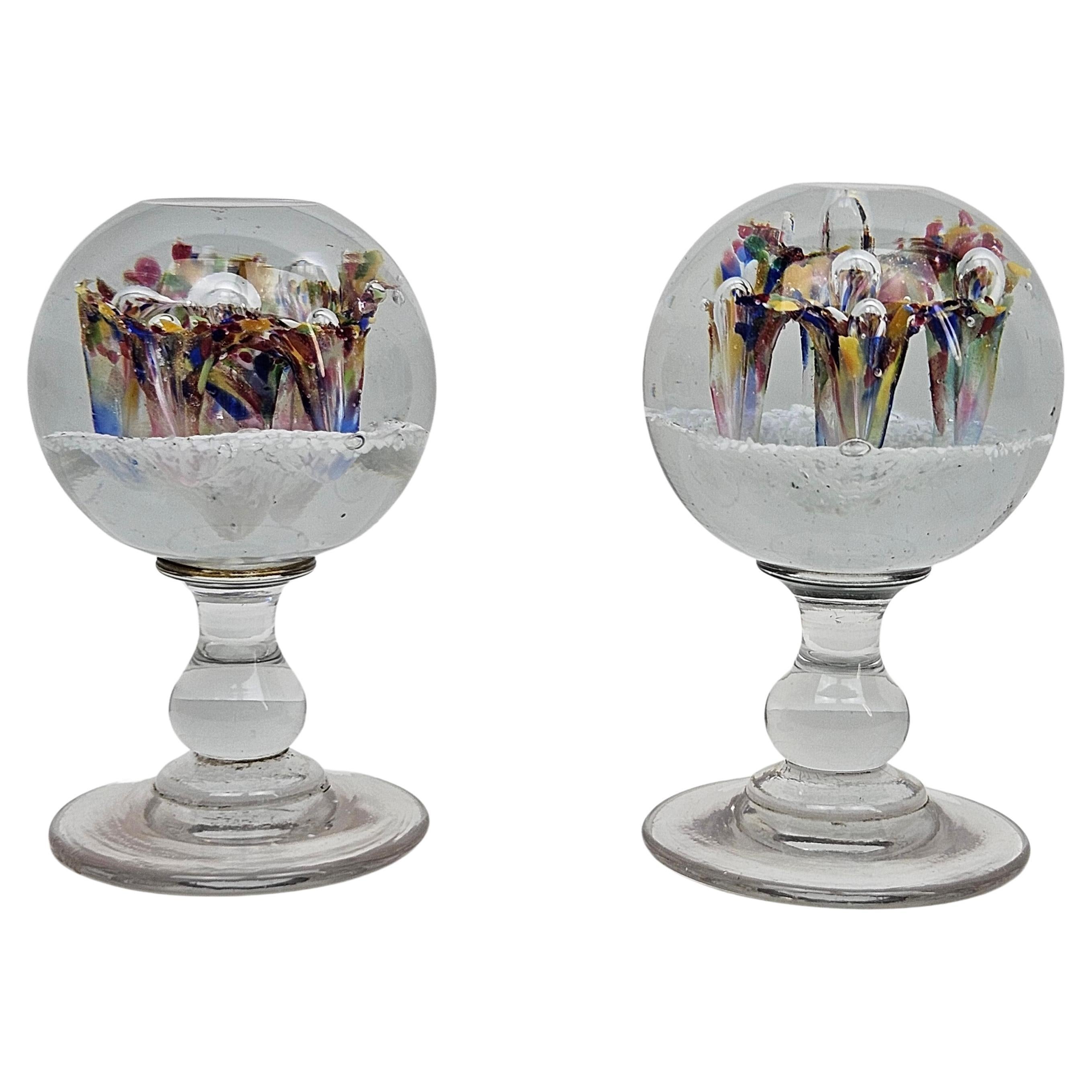 Set of 2 Antique Glass Paperweights, Belgium For Sale