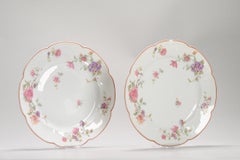 Set of 2 Antique Havilland Limoges Porcelain Dinner Dishes Fishes, Ca 1900