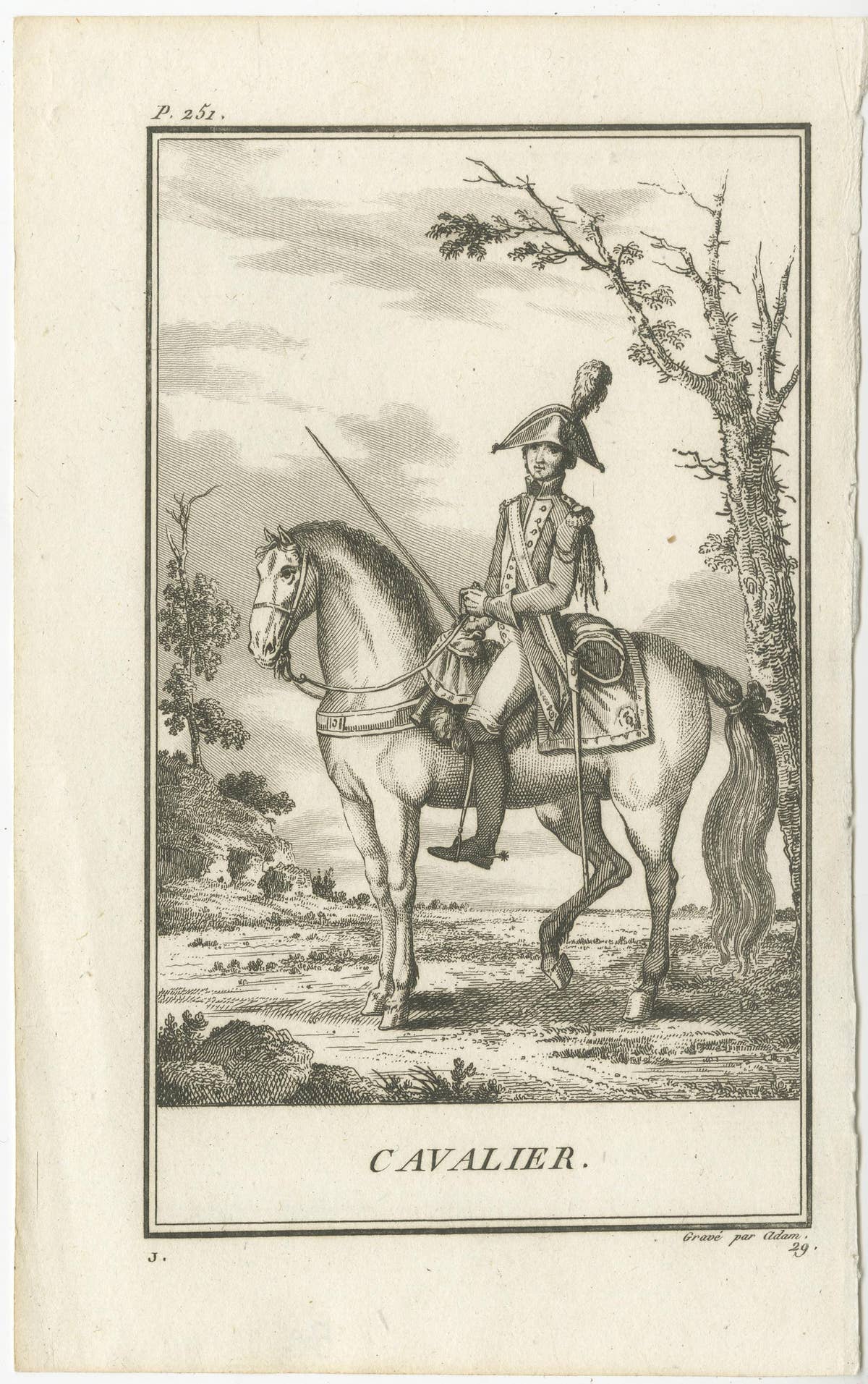 Set of 2 Antique Horse Riding Prints, Cavalry Officer, Cavalry Soldier