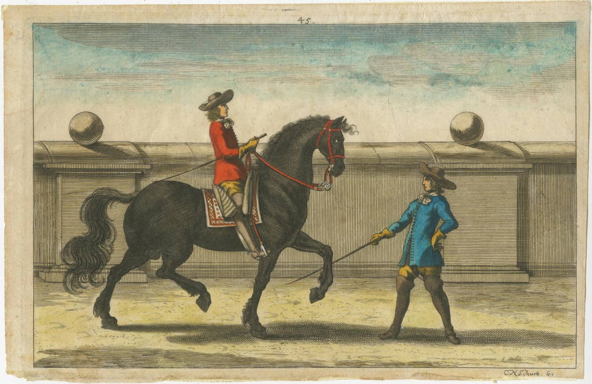 Set of 2 Antique Horse Riding Prints, c.1680