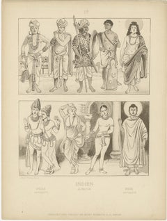 Set of 2 Antique India Costume and Cultural Plates by Max Tilke, c.1900