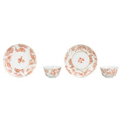 Set of 2 Antique Japanese Imari / Tea Bowl Cup Flowers Porcelain, 18th Century