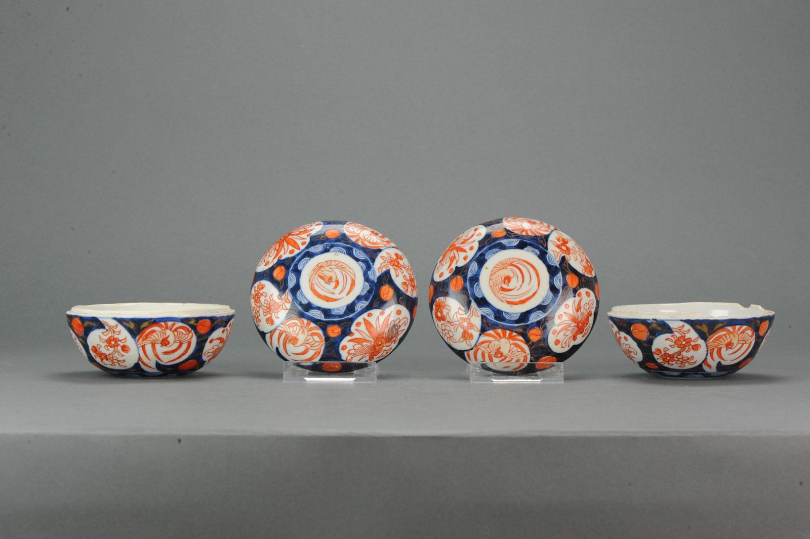 Lovely and good condition Lidded bowls/pots in imari colors.

Additional information:
Material: Porcelain & Pottery
Type: Vases
Region of Origin: Japan
Period: 17th century, 18th century Edo Period (1603–1867)
Age: 19th