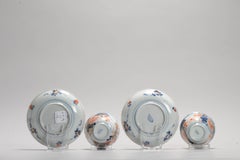 Set of 2 Antique Japanese Porcelain Tea Bowl Floral Bird Imari, c. 1700