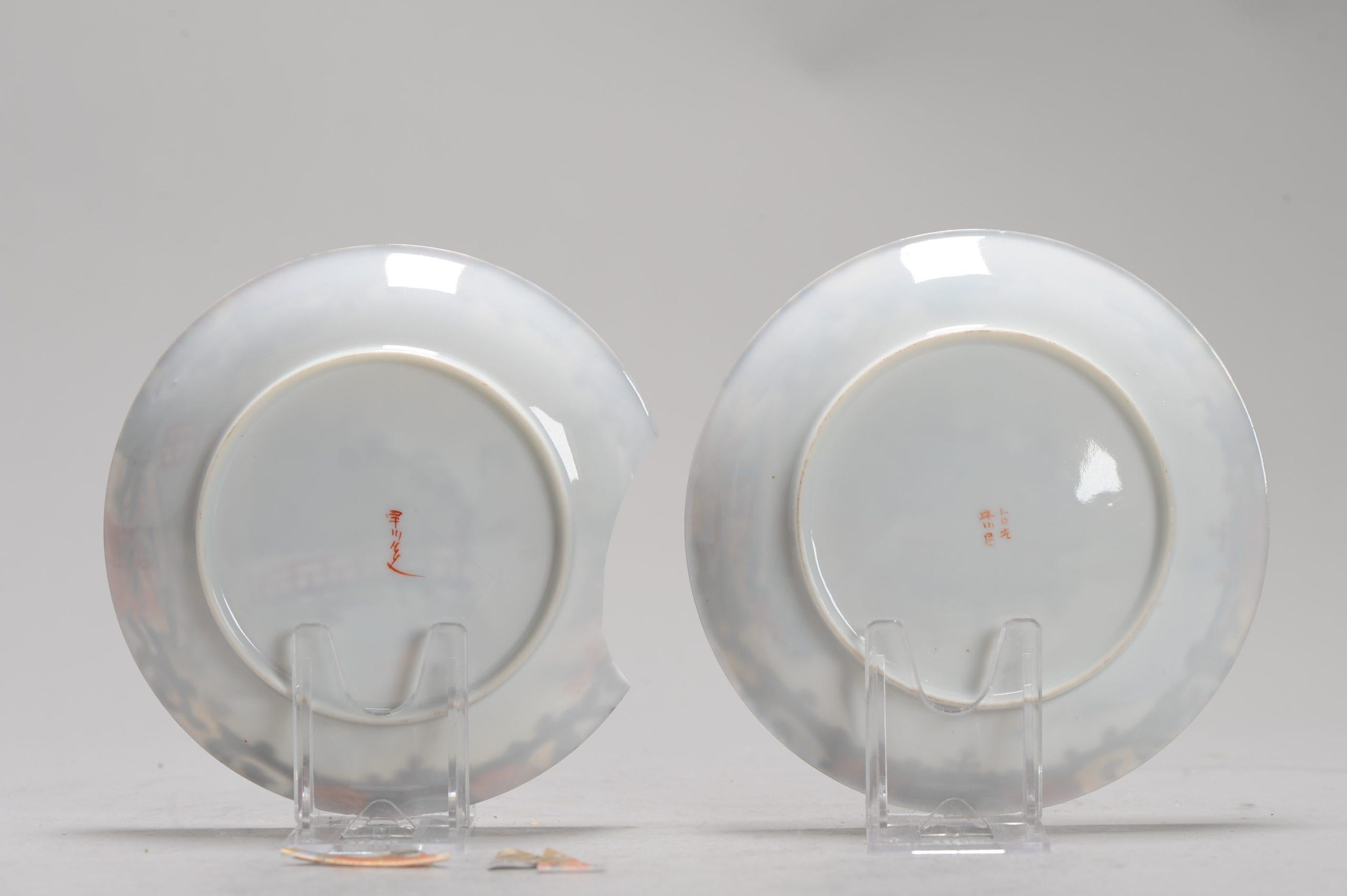 Meiji Set of 2 Antique Japanese Settwo Kutani Plates Porcelain Eggshell, 19th/20th C. For Sale